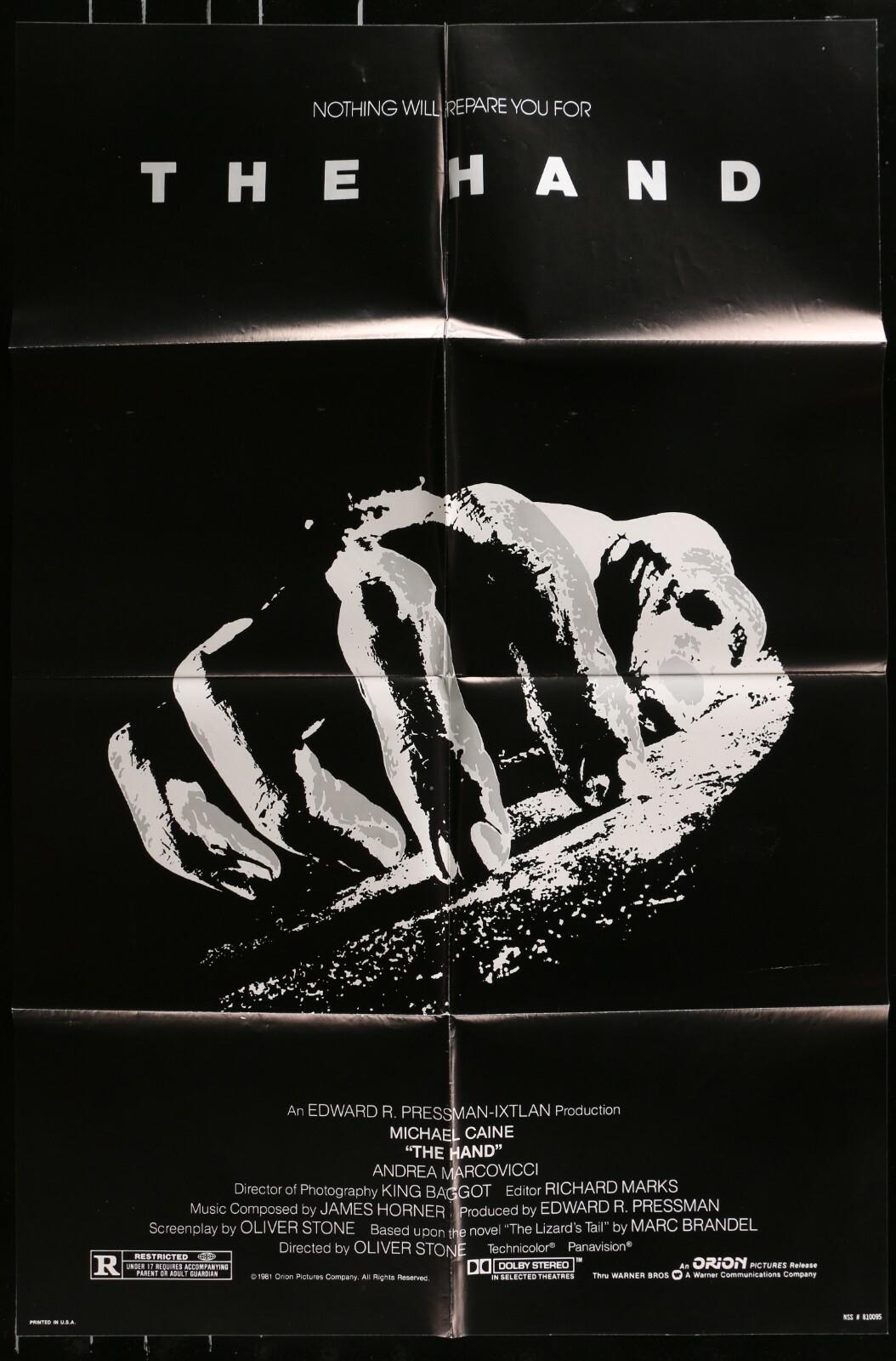 The Hand (1981)  original movie poster - horror Michael Caine Oliver Stone