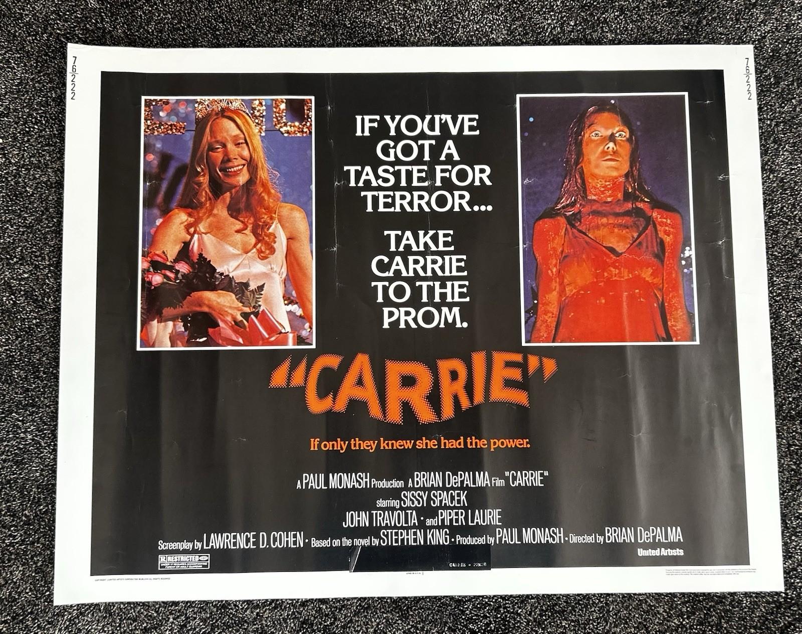 Vintage Original 1976 Carrie Horror Movie Half Sheet Poster 22x28