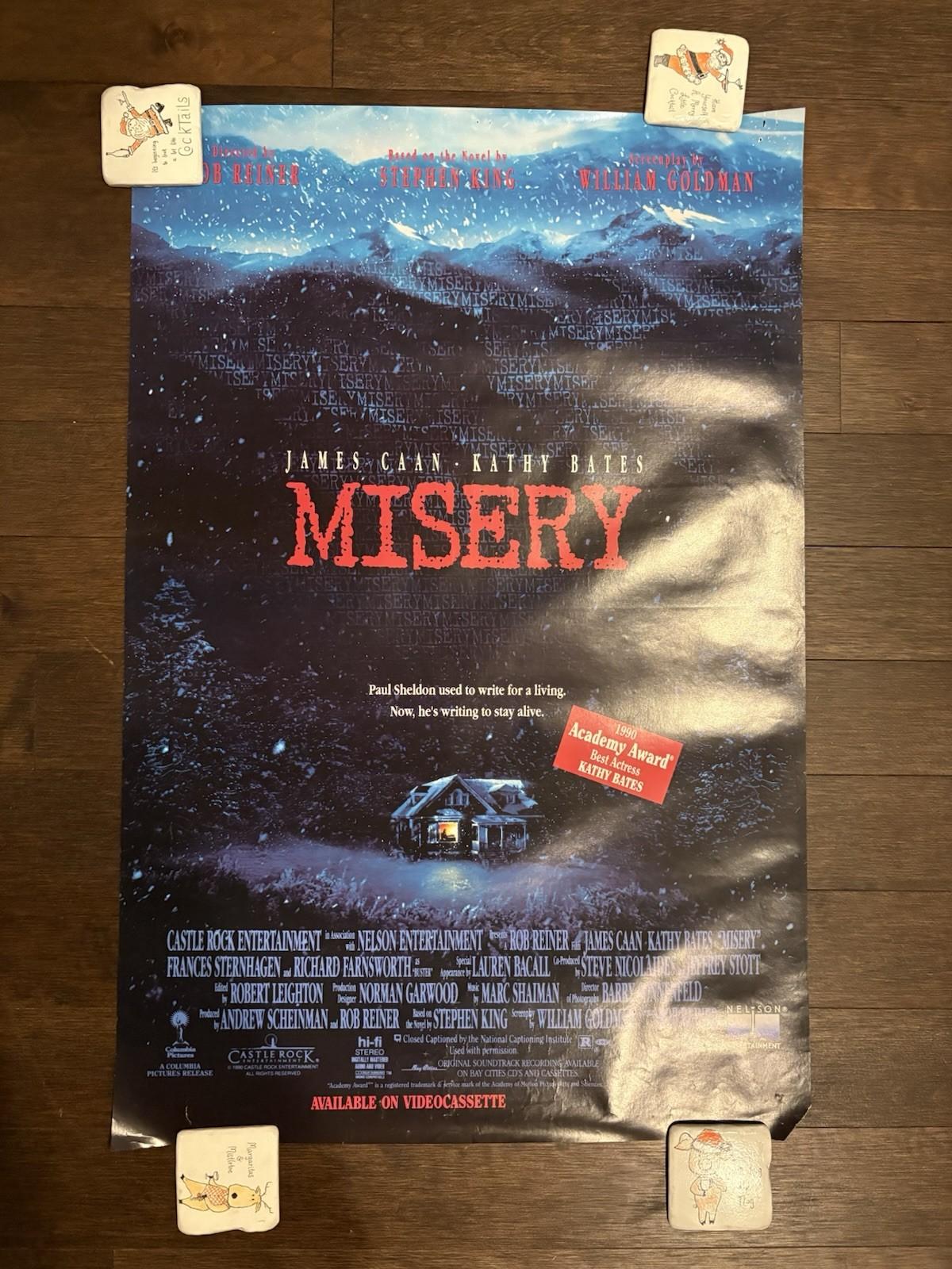 STEPHEN KING "Misery" 25"x38" RARE MOVIE POSTER 1990 Rob Reiner Kathy Bates VHs