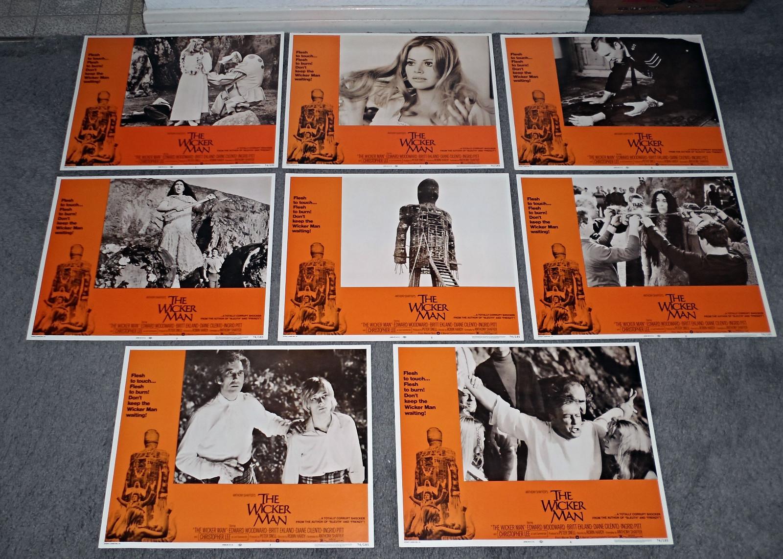 THE WICKER MAN original 1974 lobby card set CHRISTOPHER LEE/EDWARD WOODWARD