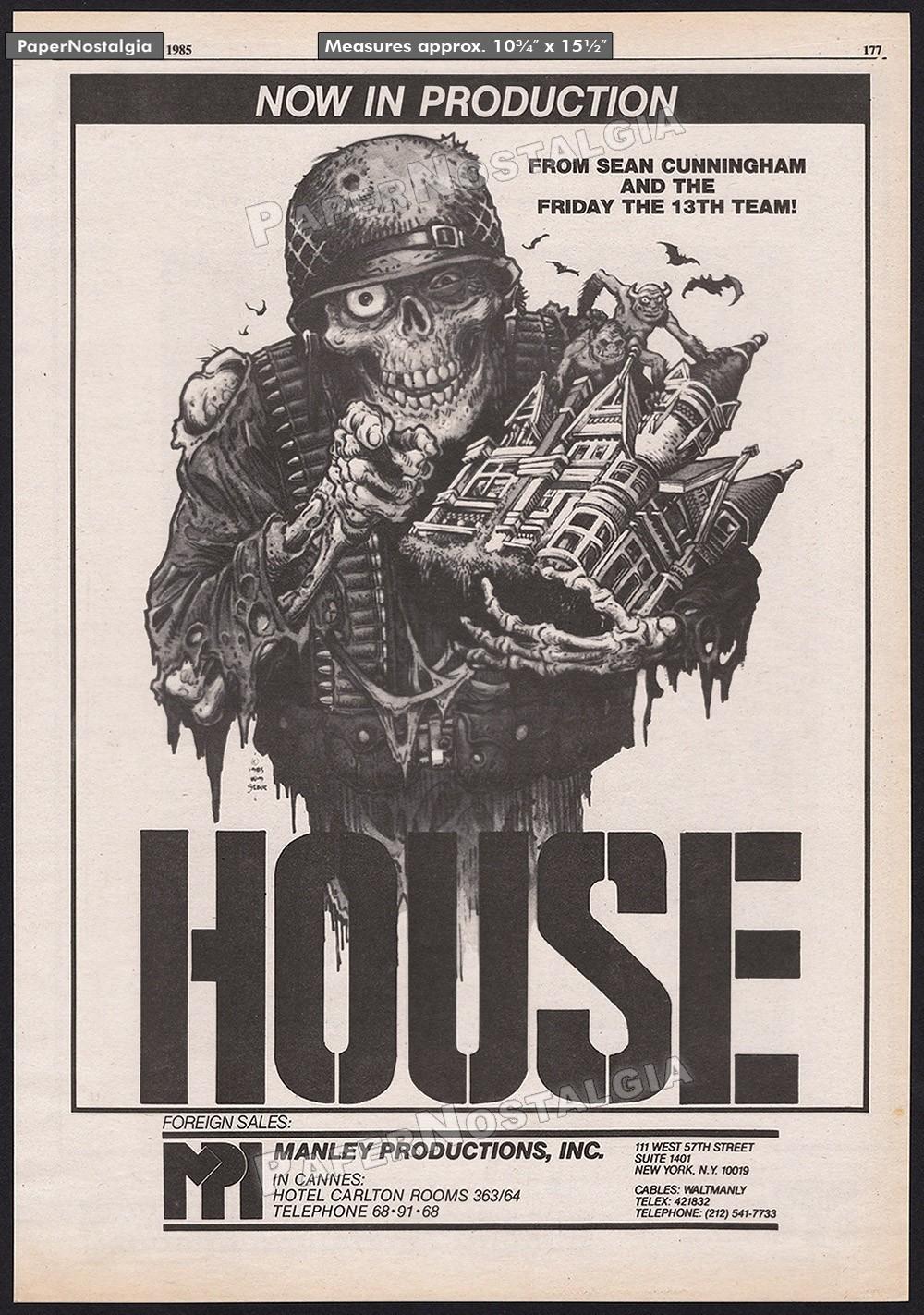 HOUSE – Original 1985 early Trade AD / poster – Sean Cunningham – William Stout