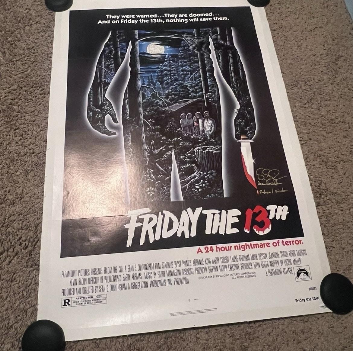 FRIDAY THE 13TH (1980) Original One Sheet 27x41 Movie Poster Horror Signed JSA