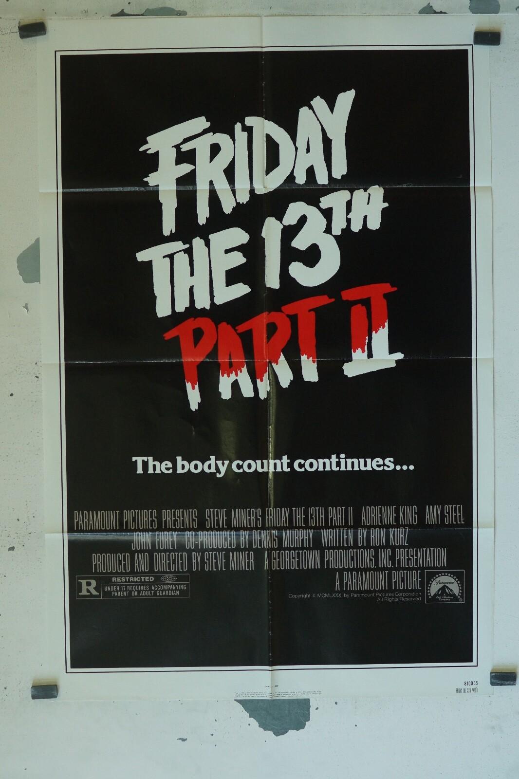 FRIDAY THE 13 TH PART II 70x100 ORIGINAL MOVIE POSTER
