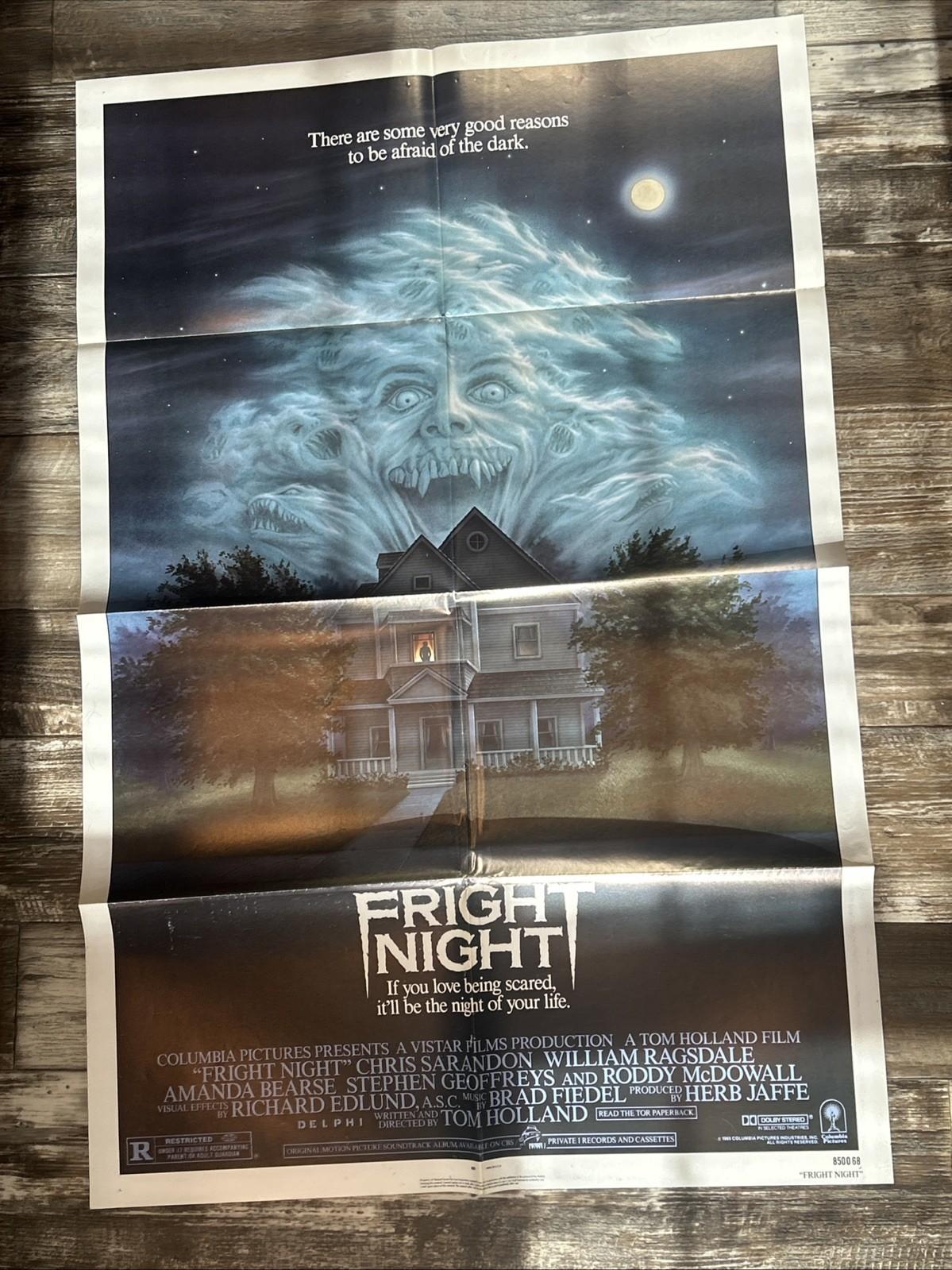 1985 Fright Night Movie Poster Original Vintage One Sheet 27" x 41" Folded