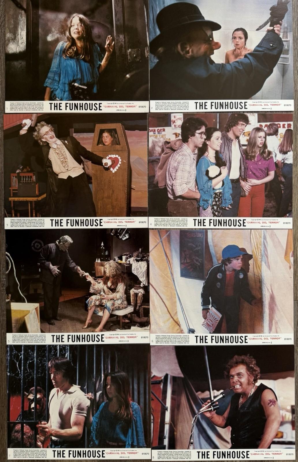 THE FUNHOUSE SHAWN CARSON TOBE HOOPER US LOBBY CARD SET UNUSED  1981