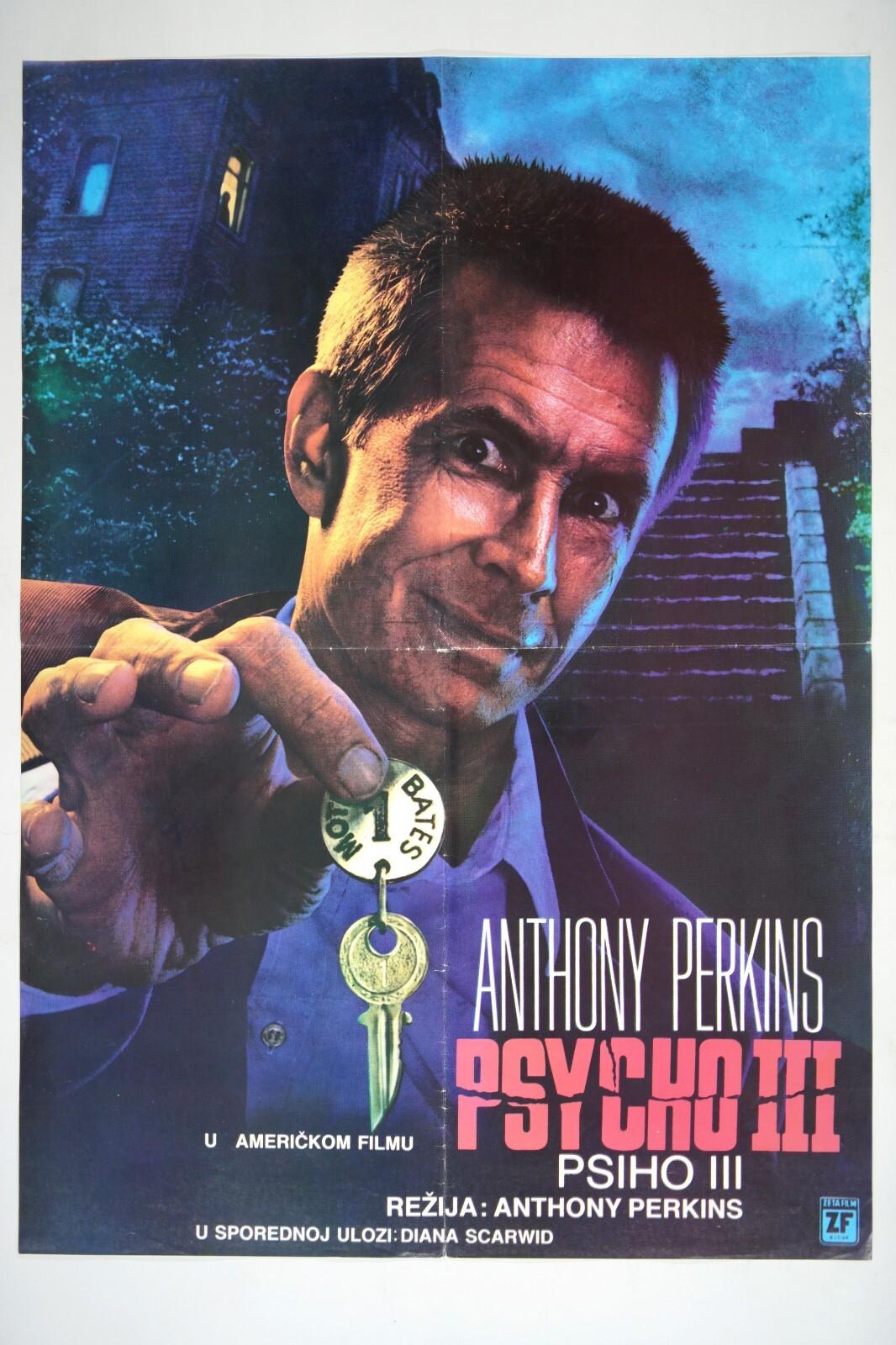 PSYCHO III 3 Original xYU movie poster 1986 ANTHONY PERKINS DIANA SCARWID HORROR
