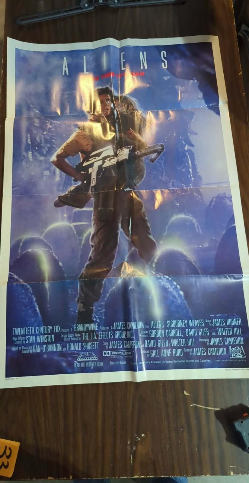 Rare Vtg Aliens Original  1986 One Sheet Movie Poster Ripley Version Folded