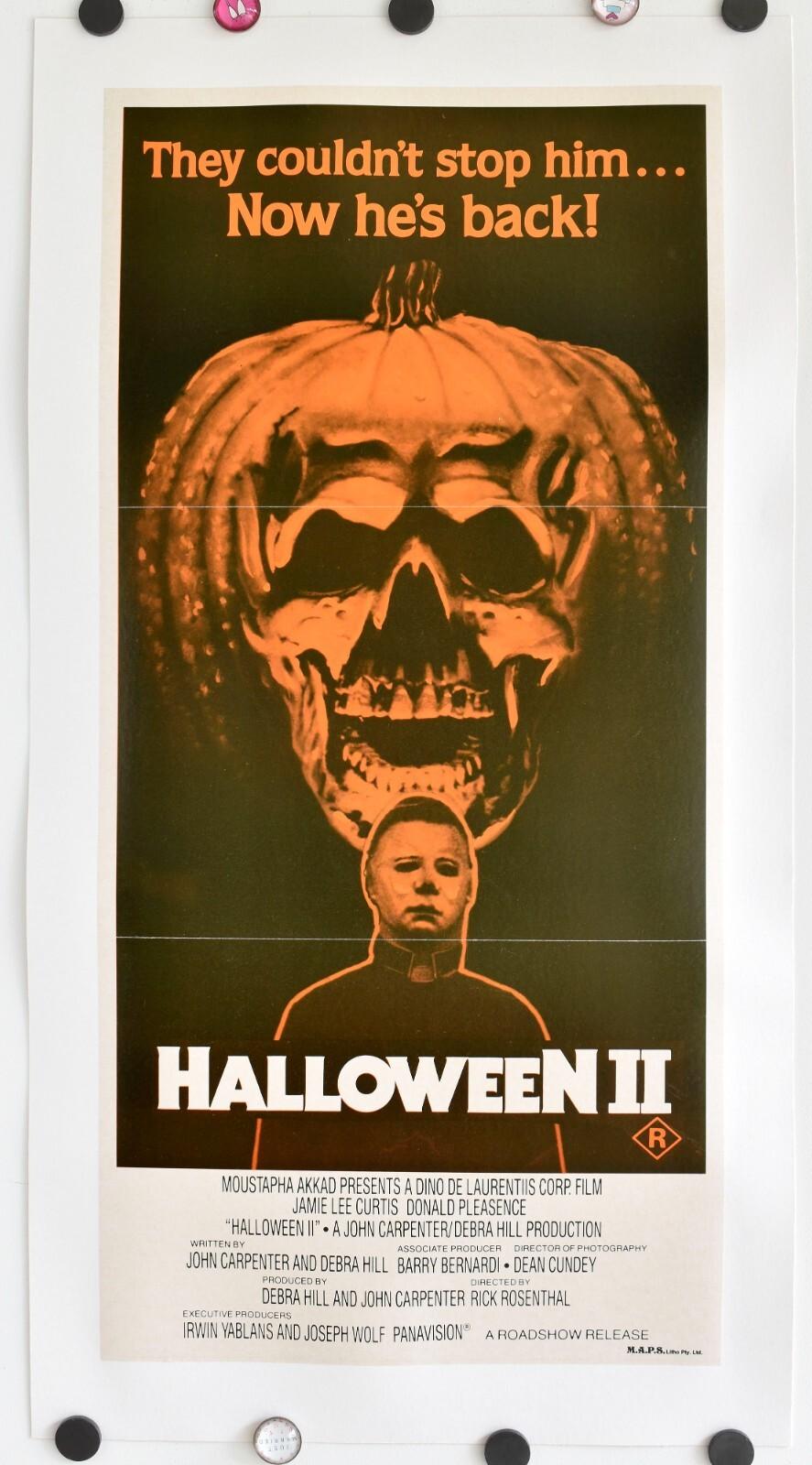 Halloween II Original 1981 Australian daybill movie poster Carpenter linenbacked