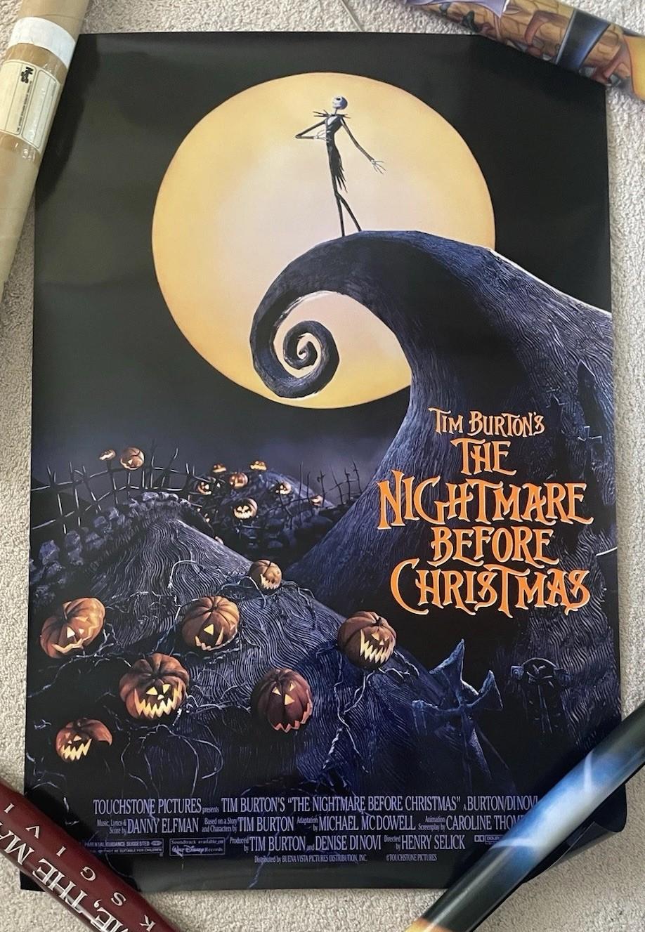 THE NIGHTMARE BEFORE CHRISTMAS ORIGINAL One Sheet Poster 1993 Double Sided! 