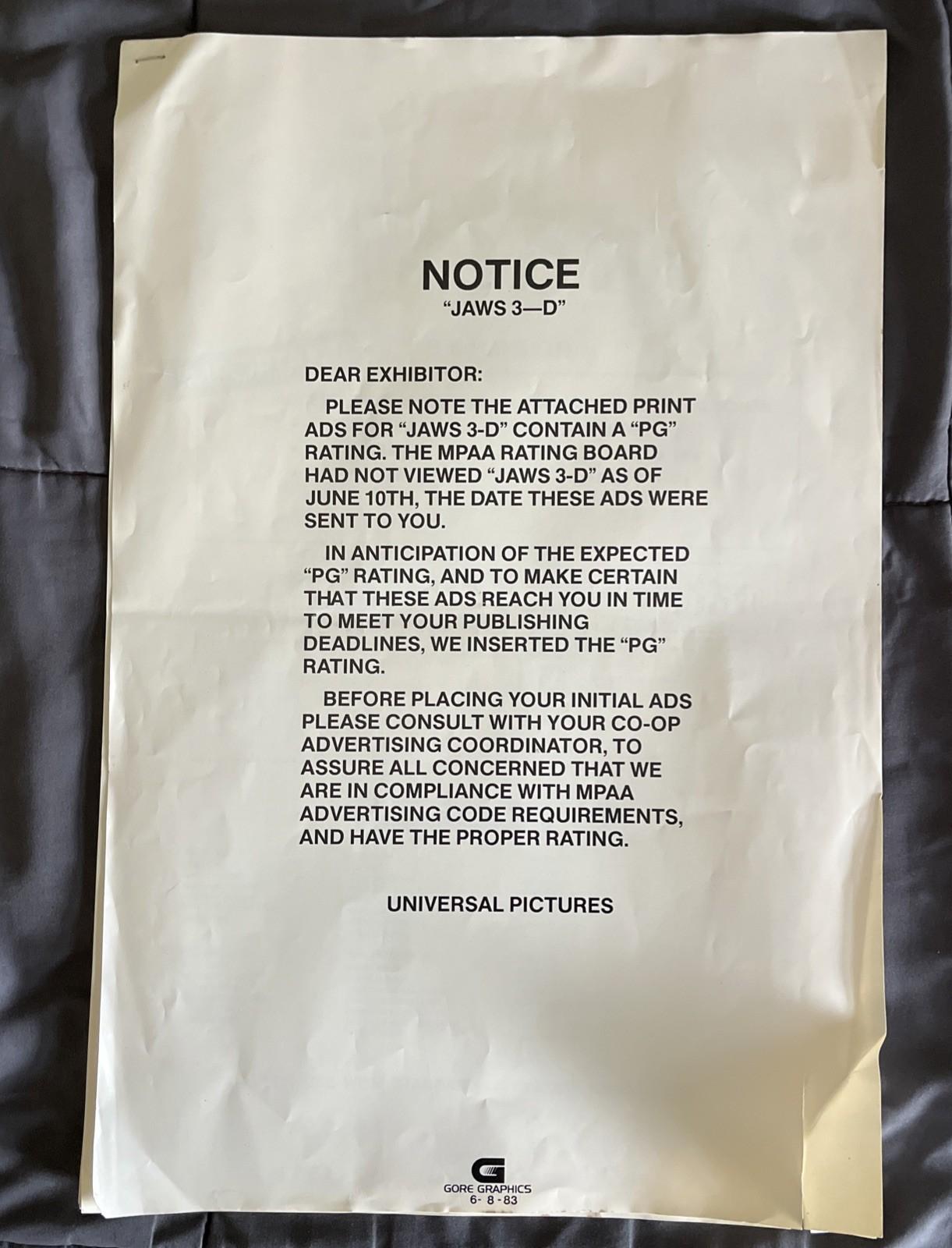 Jaws 3-D Print Ads Promotion For Theaters And Exhibitors! Rare! 1983!