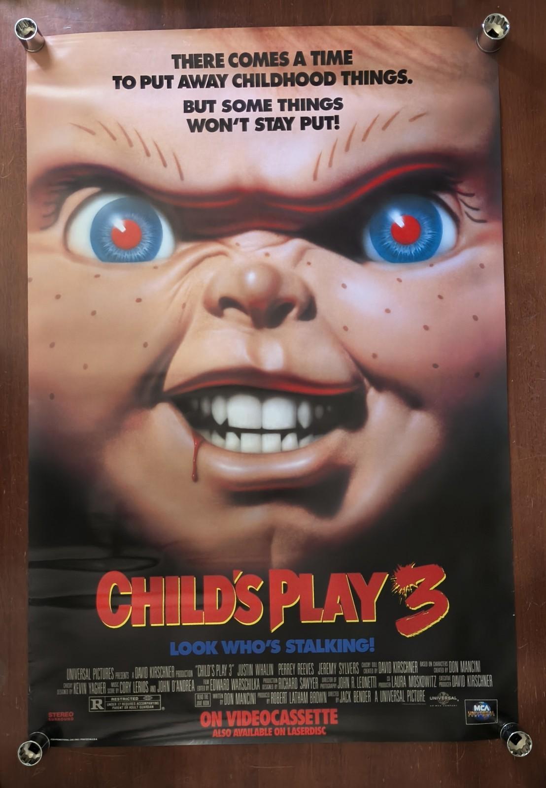 Child’s Play 3 (1991) Original Video Store Movie Poster 27x40 Chucky Horror One 