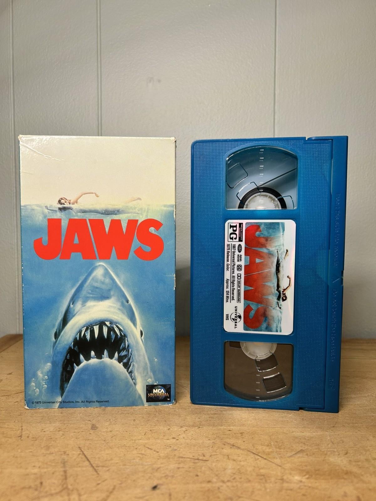 JAWS VHS 1975 Movie Custom Blue Reshell Color Shell Original Tape Universal