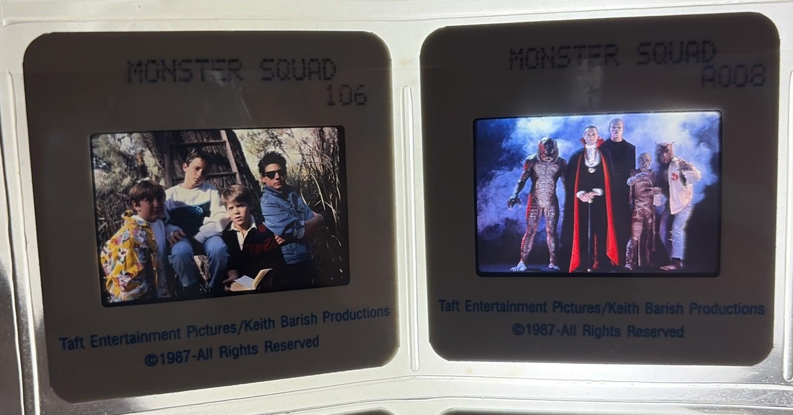 1987 THE MONSTER SQUAD Transparency Press Kit 2 Slide Set Movie Dracula Wolfman