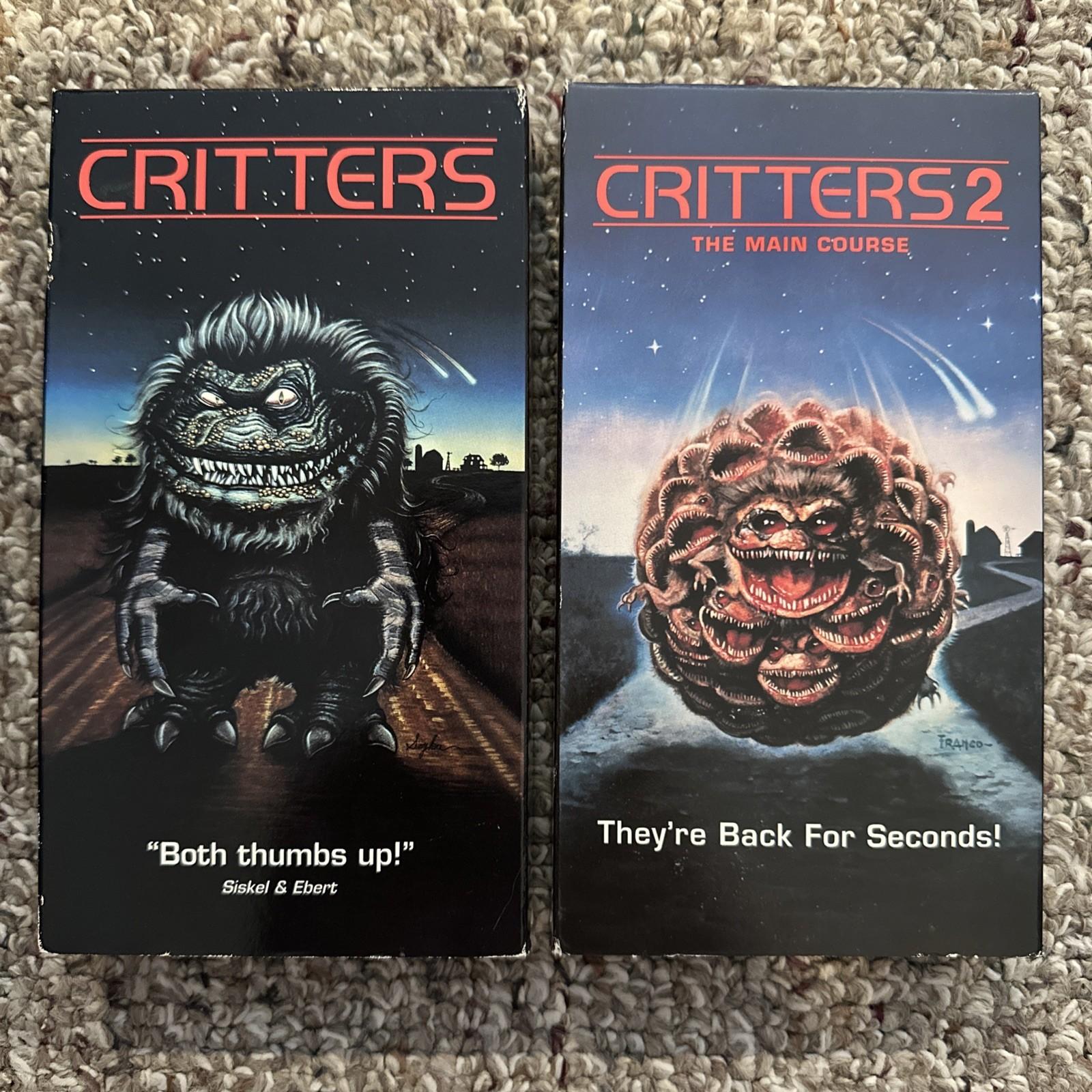 Critters 1 & 2 VHS Lot Original Slipcovers New Line Horror Cult Classics OOP WOW