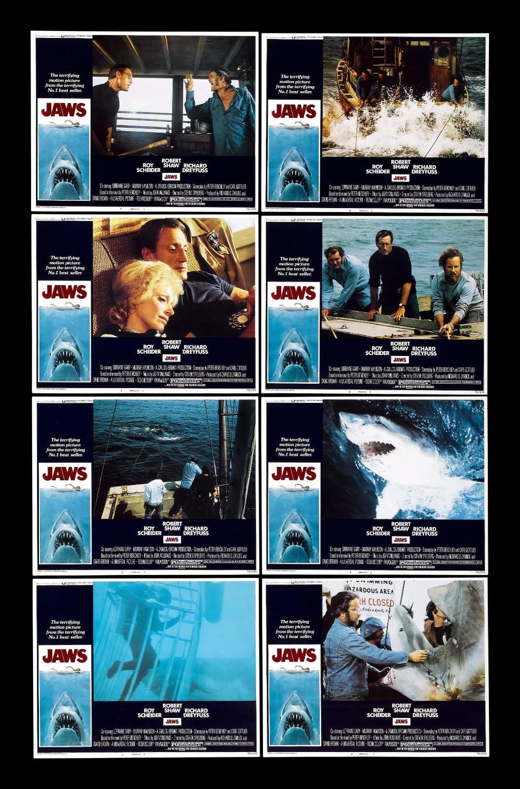 JAWS ✯ CineMasterpieces ORIGINAL MOVIE POSTER LOBBY CARD SET 1975 NM-M C9-C10
