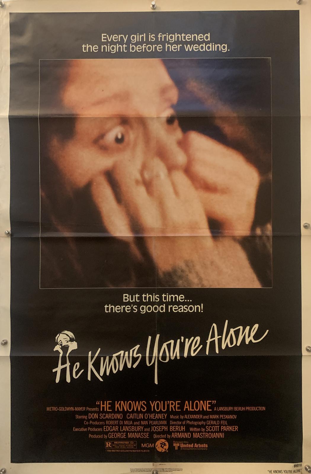 HE KNOWS YOU'RE ALONE Original One Sheet Movie Poster - 1980