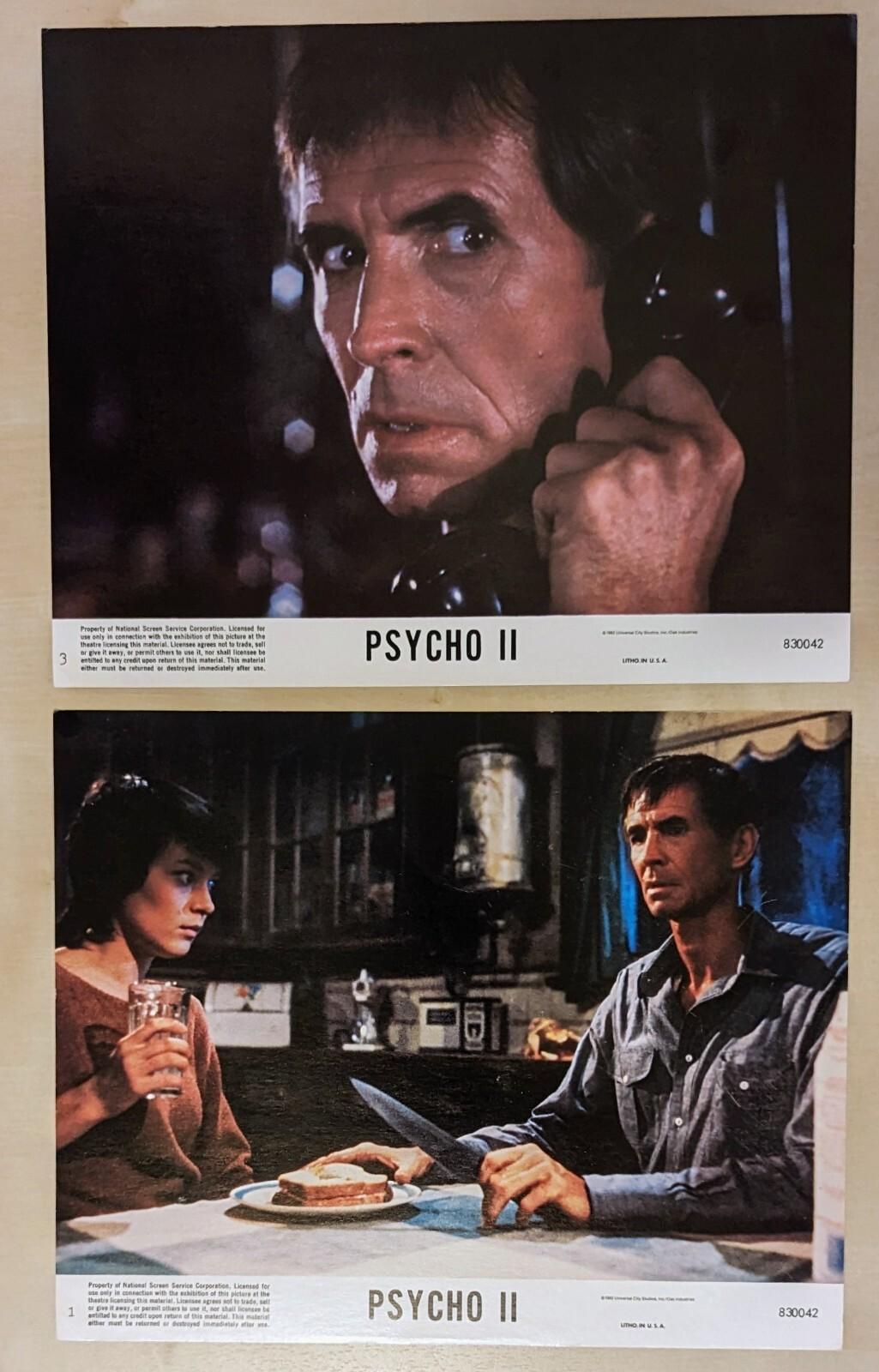 Psycho II 1983 ORIGINAL Lobby Cards Set Of 2  RARE 8x10 Anthony Perkins
