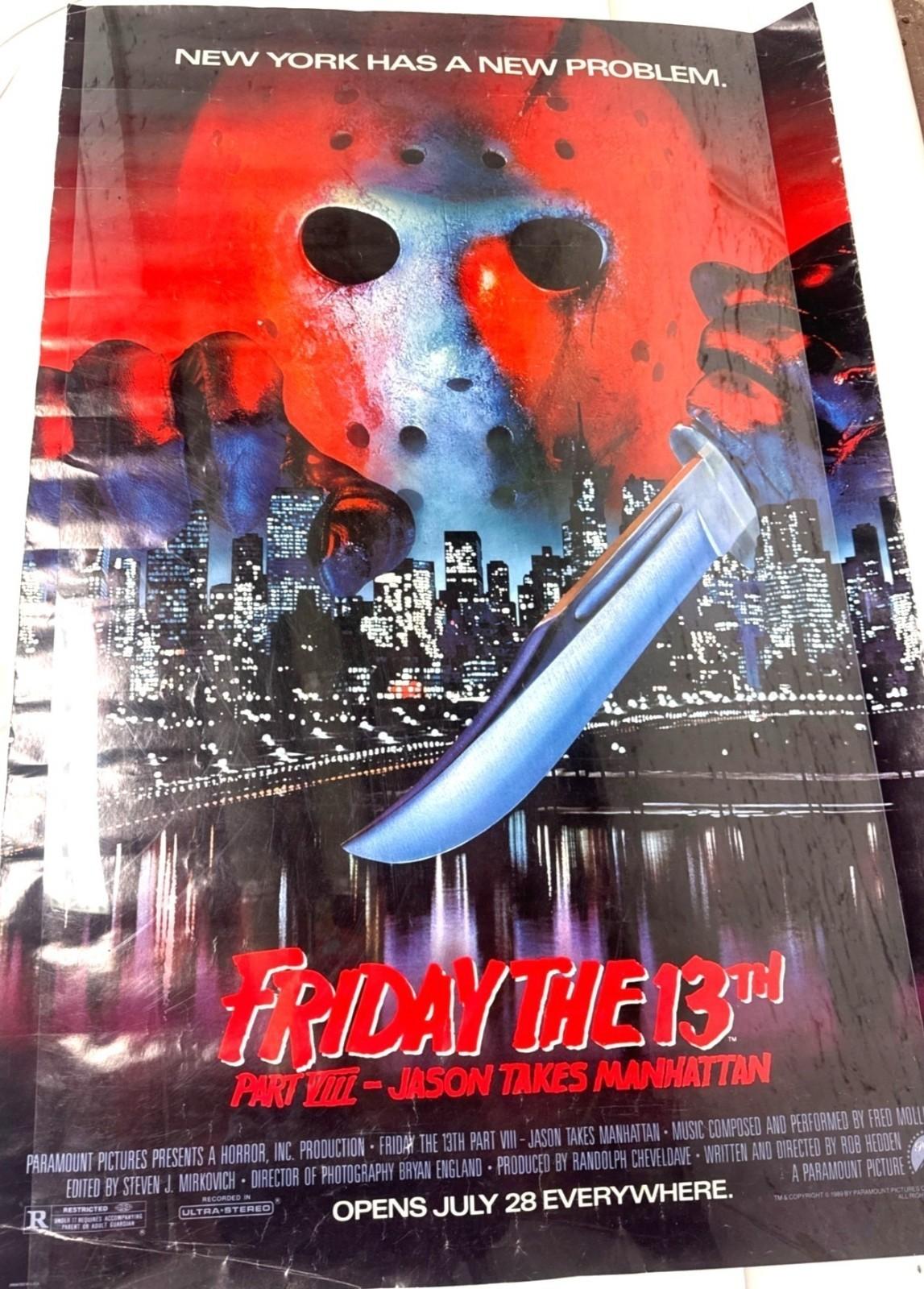 Friday the 13th Part VIII Poster 27x40 Jason Takes Manhattan 1989 Horror