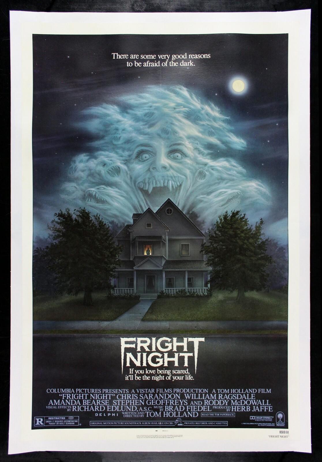 FRIGHT NIGHT ✯ CineMasterpieces ORIGINAL RARE NSS MOVIE POSTER LINEN 1985