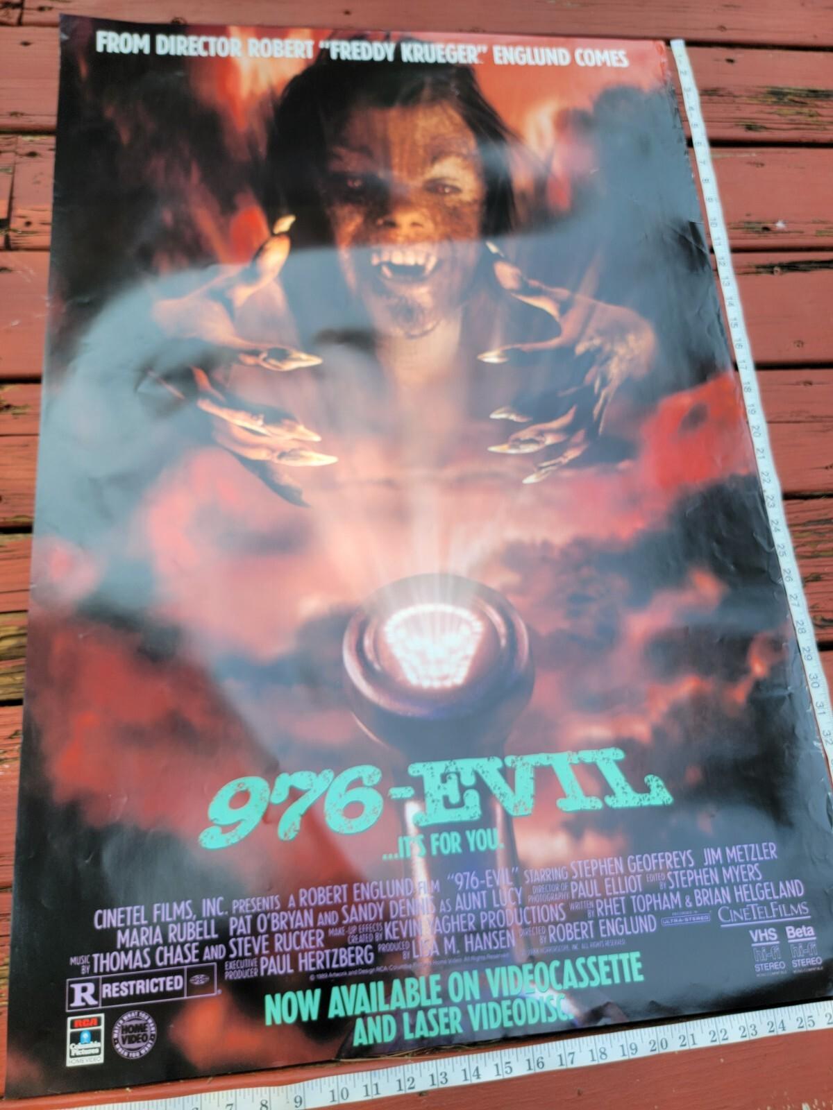 Vintage 1988 976-EVIL Movie Original Poster VHS Rental PROMO Horror