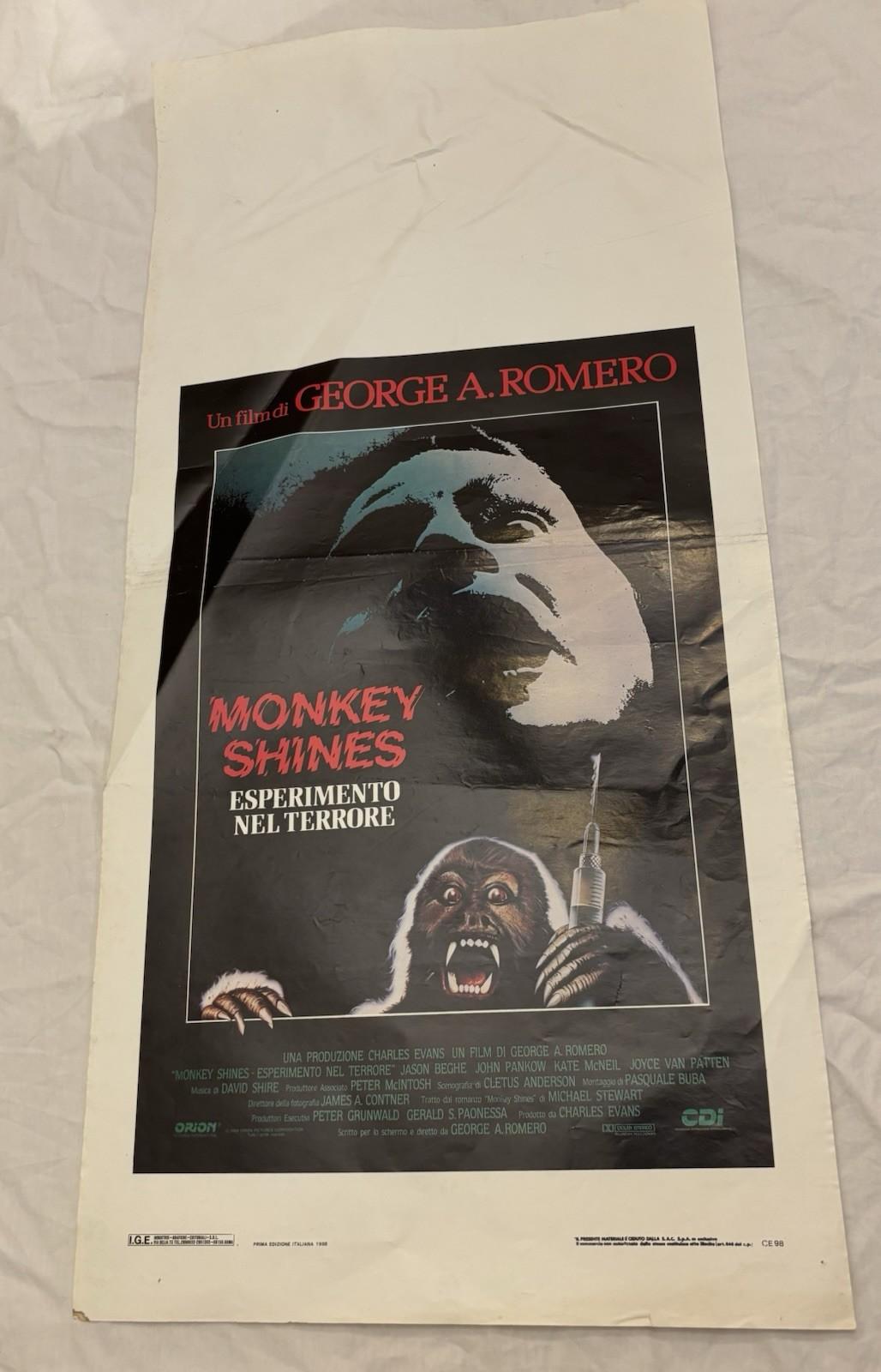 Monkey Shines original movie poster Italian Locandina Rare George Romero
