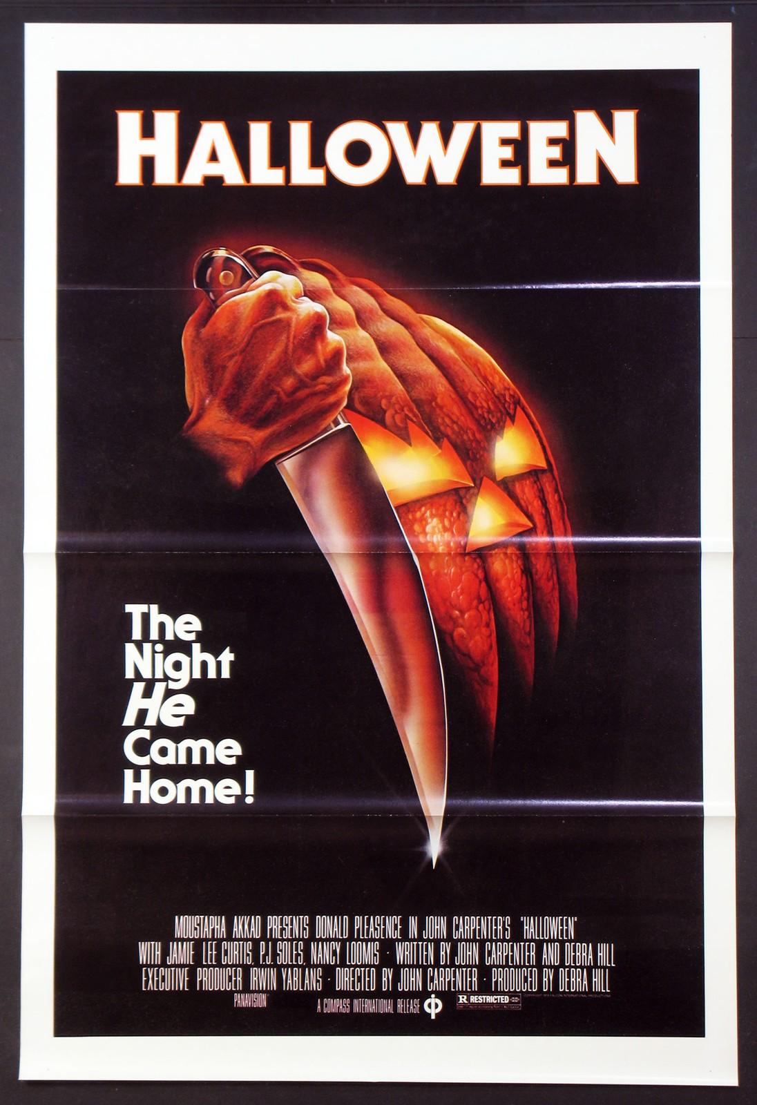 HALLOWEEN JOHN CARPENTER MICHAEL MYERS SLASHER HORROR 1978 1-SHEET NM TRI-FOLDED