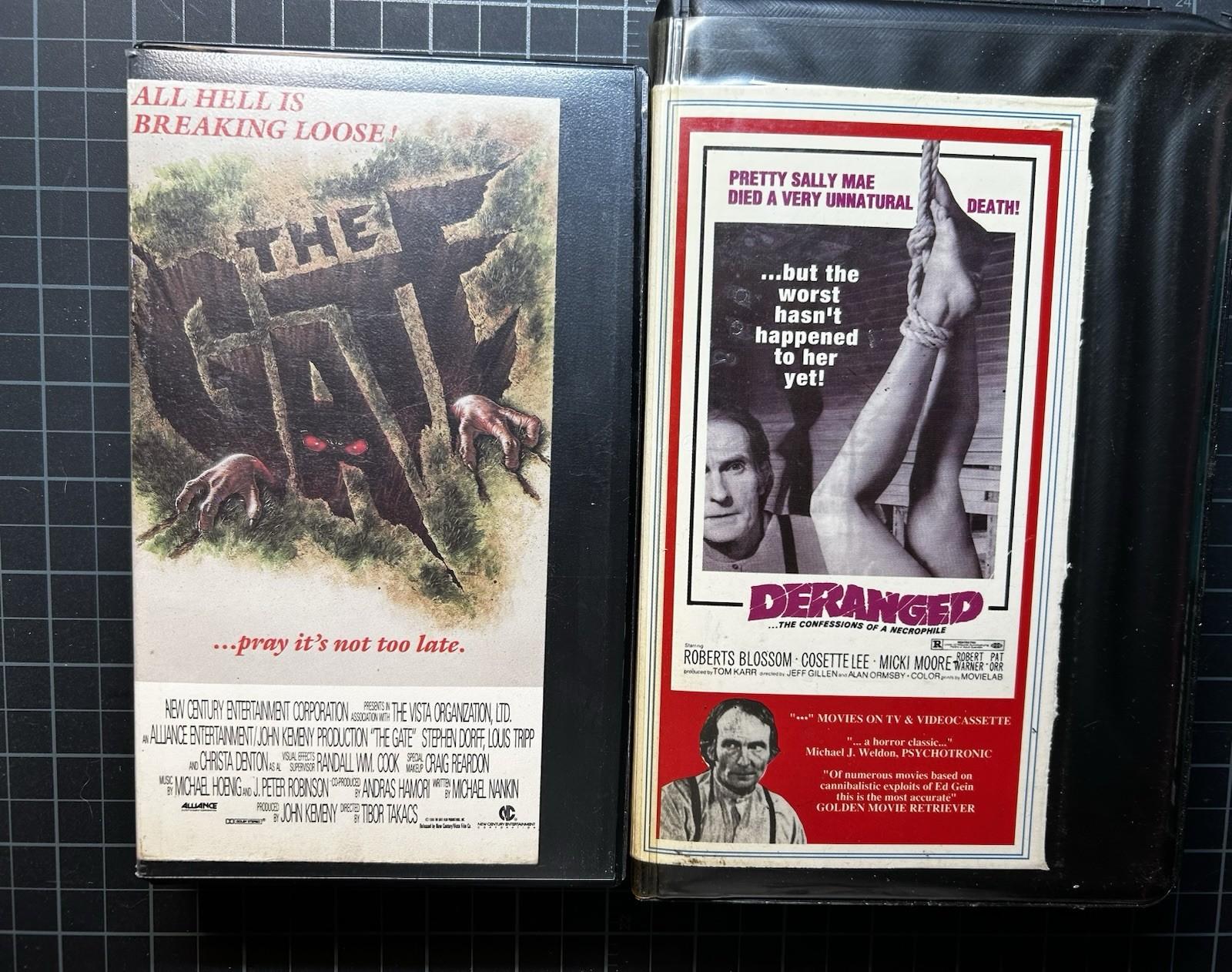 Vestron Video Horror VHS Lot: The Gate (1986) & Deranged (1993) NTSC Cult