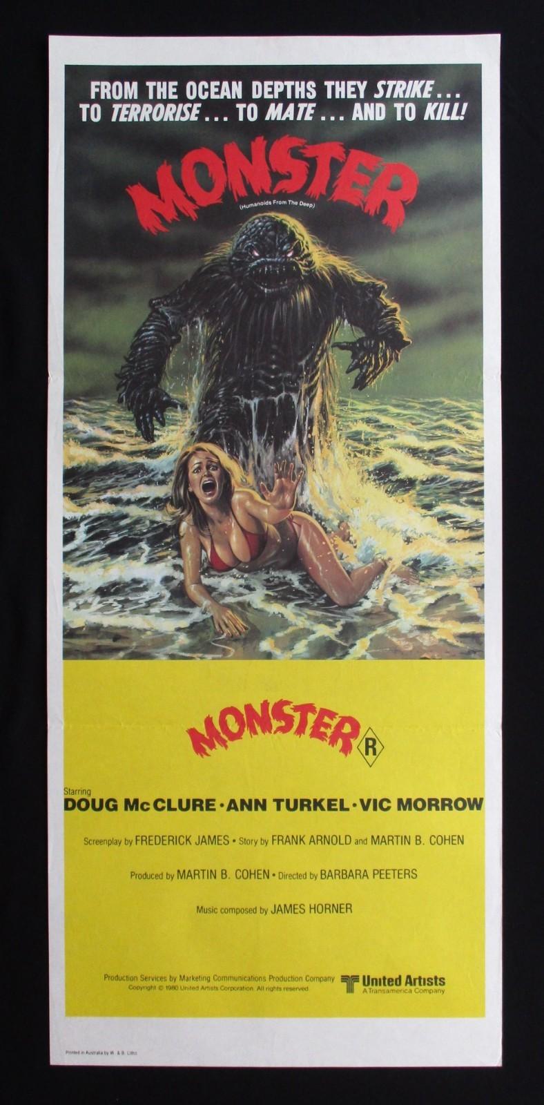 MONSTER 1980 Original Australian daybill movie poster Humanoids From Deep horror