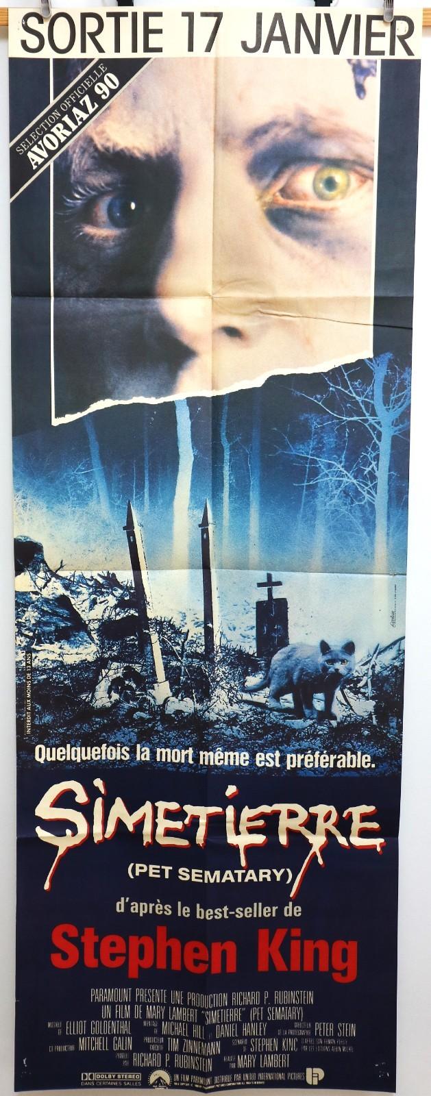 PET SEMATARY - SIMETIERRE 1989 Vintage French Original Movie Poster 60x160cm