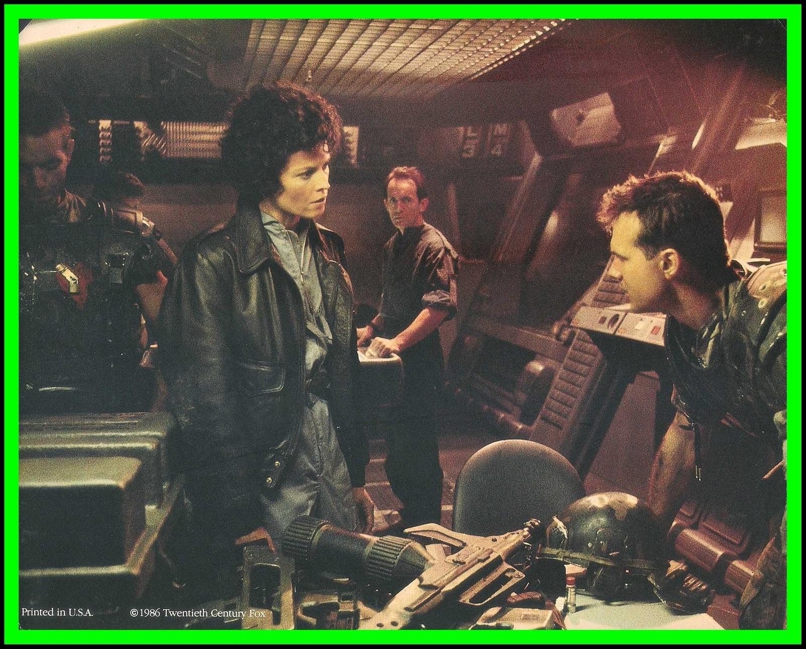 SIGOURNEY WEAVER & LANCE HENRIKSEN in "Aliens" Original COLOR LOBBY CARD 1986