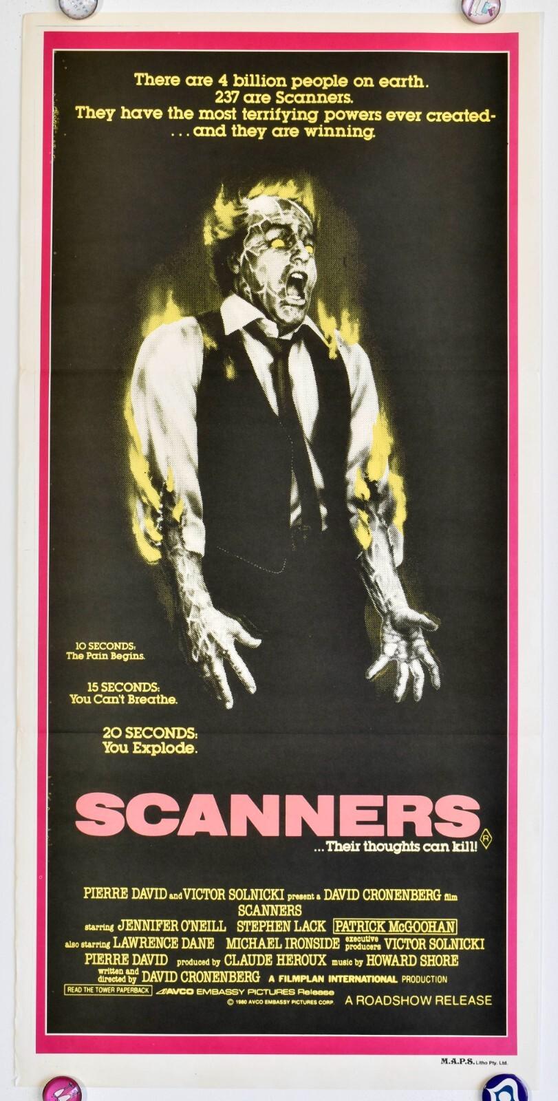 Scanners Original 1981 Australian cinema daybill movie poster horror RARE