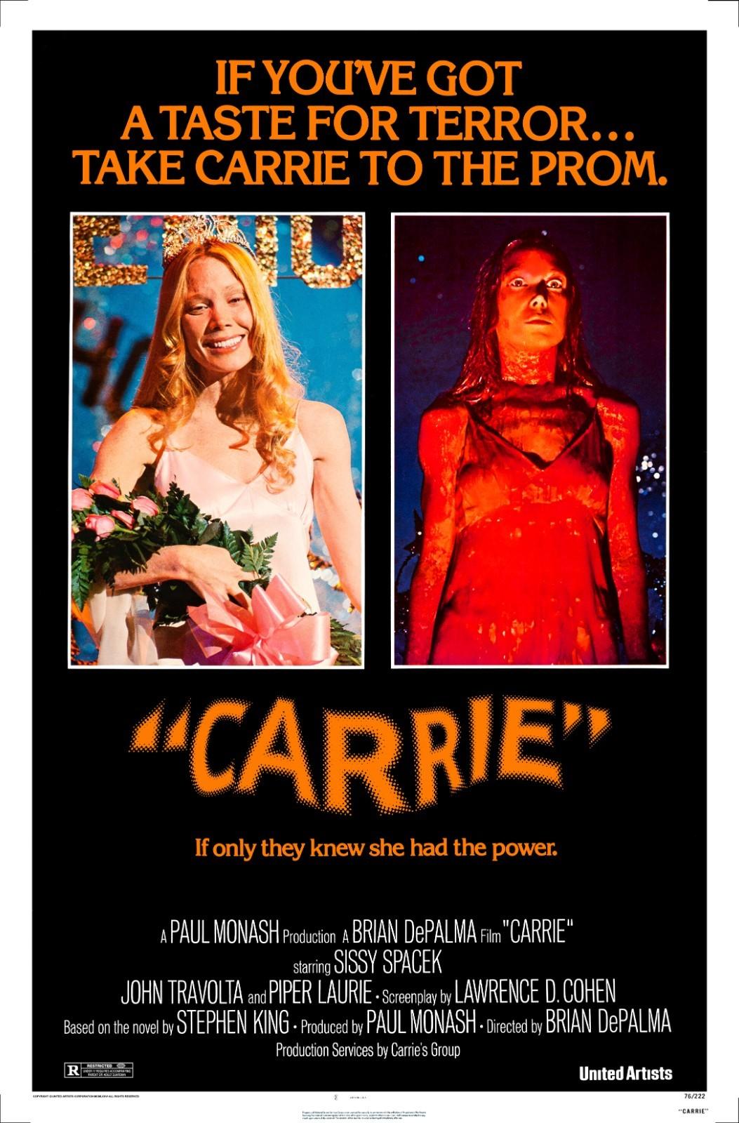 CARRIE (1976) - one sheet  27"x41" restored classic horror movie poster - RARE!
