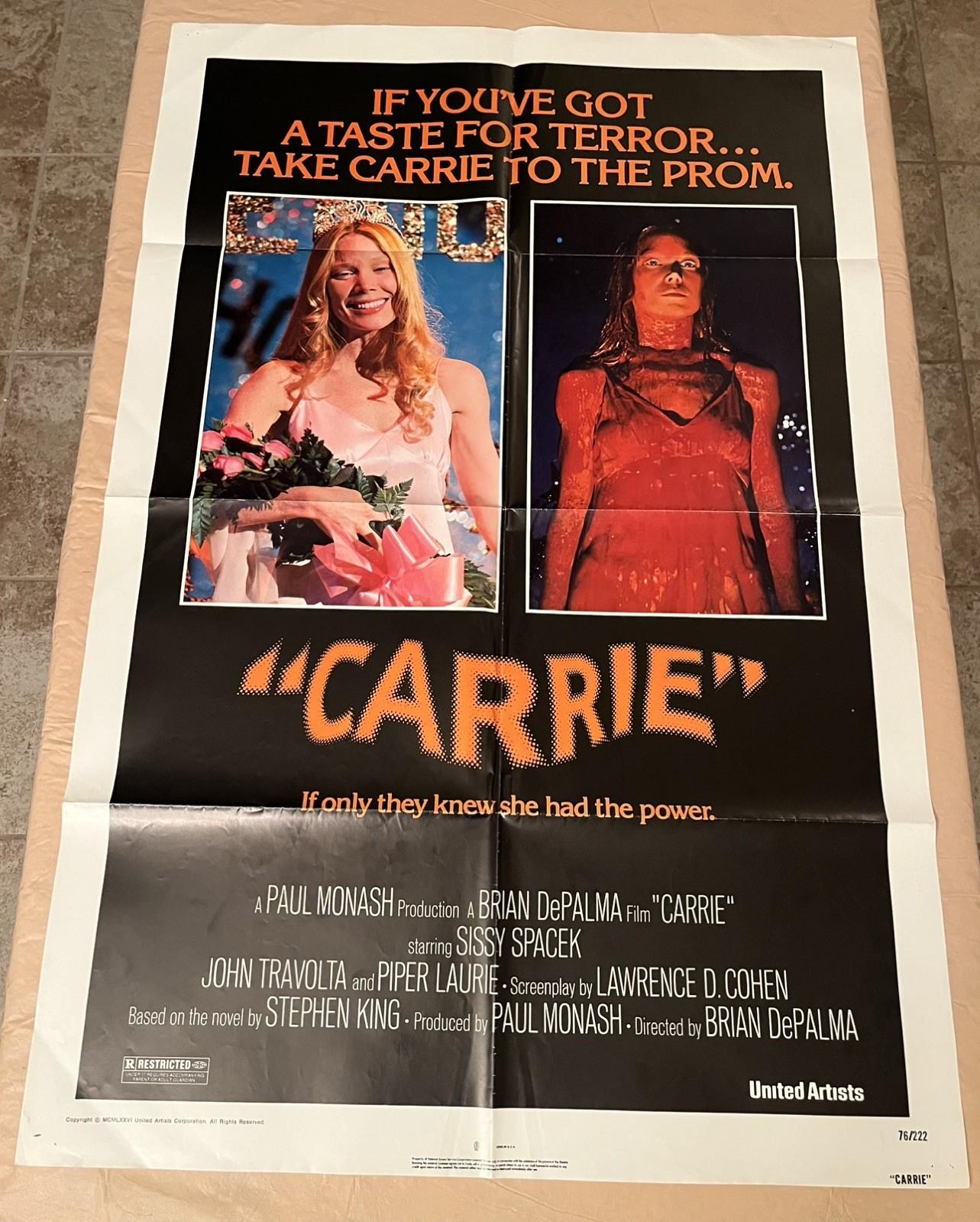 Vintage Carrie Movie Poster Original 1-Sheet 27x41 1976 Stephen King Sissy Space