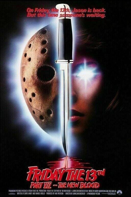 FRIDAY THE 13TH PART VII 7 NEW BLOOD ORIGINAL ROLLED 27X40 MOVIE POSTER 1988
