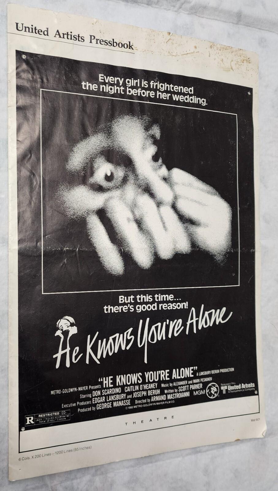 Original He Knows Your Alone Movie Pressbook. See pictures. Horror