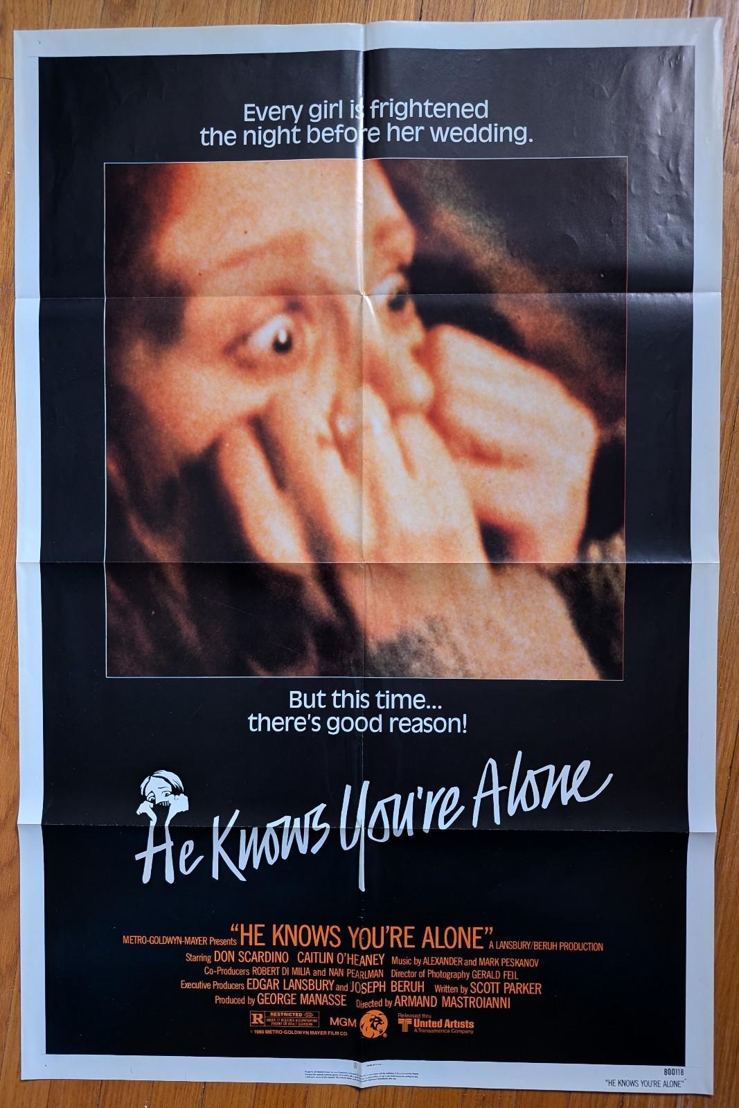 "He Knows You're Alone" 1980 Original 1-sheet Movie Poster, Horror/Slasher