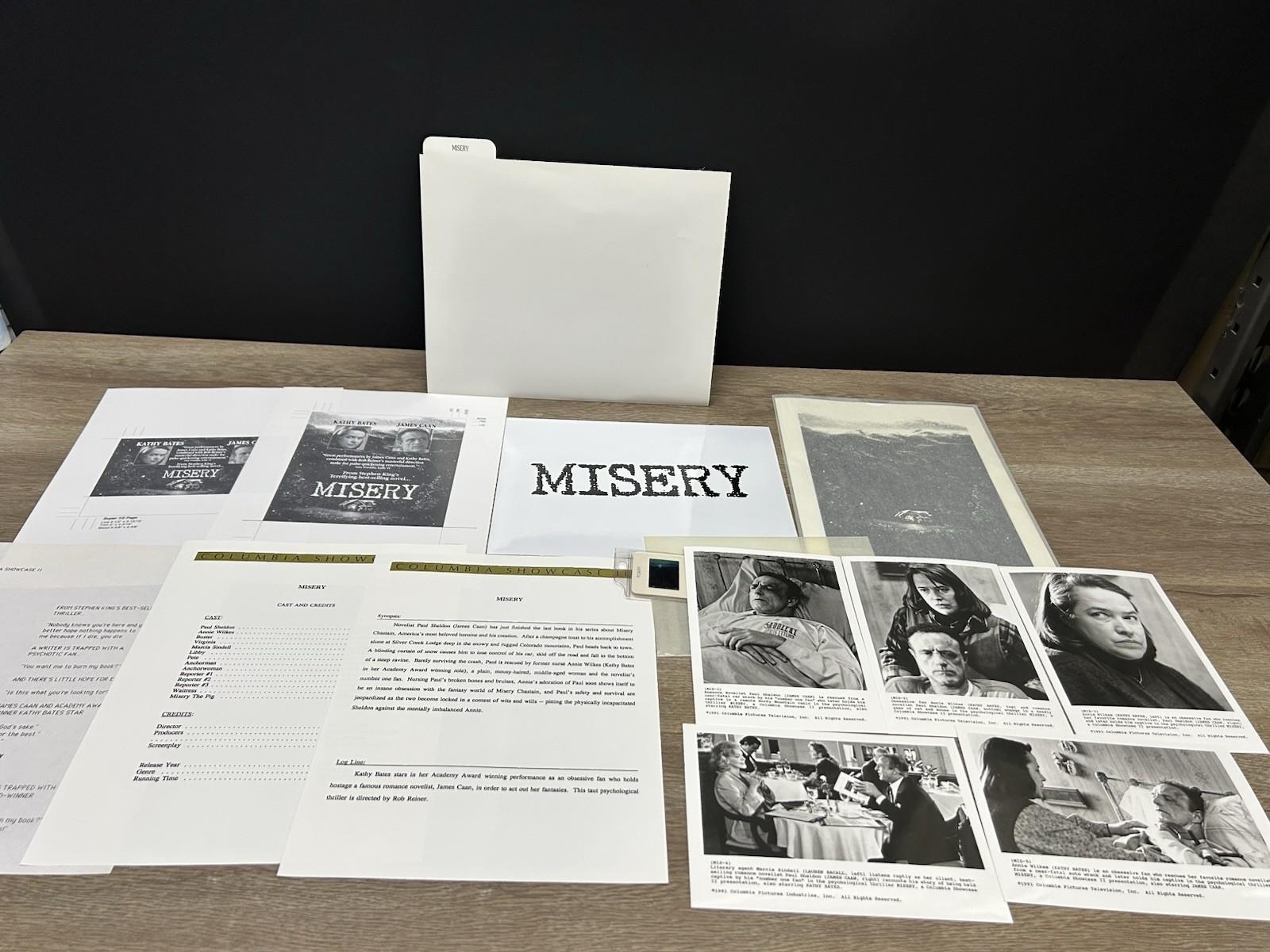 Rare Vintage Misery Movie Promo Marketing Press Kit W/ Photo Stills & Slide