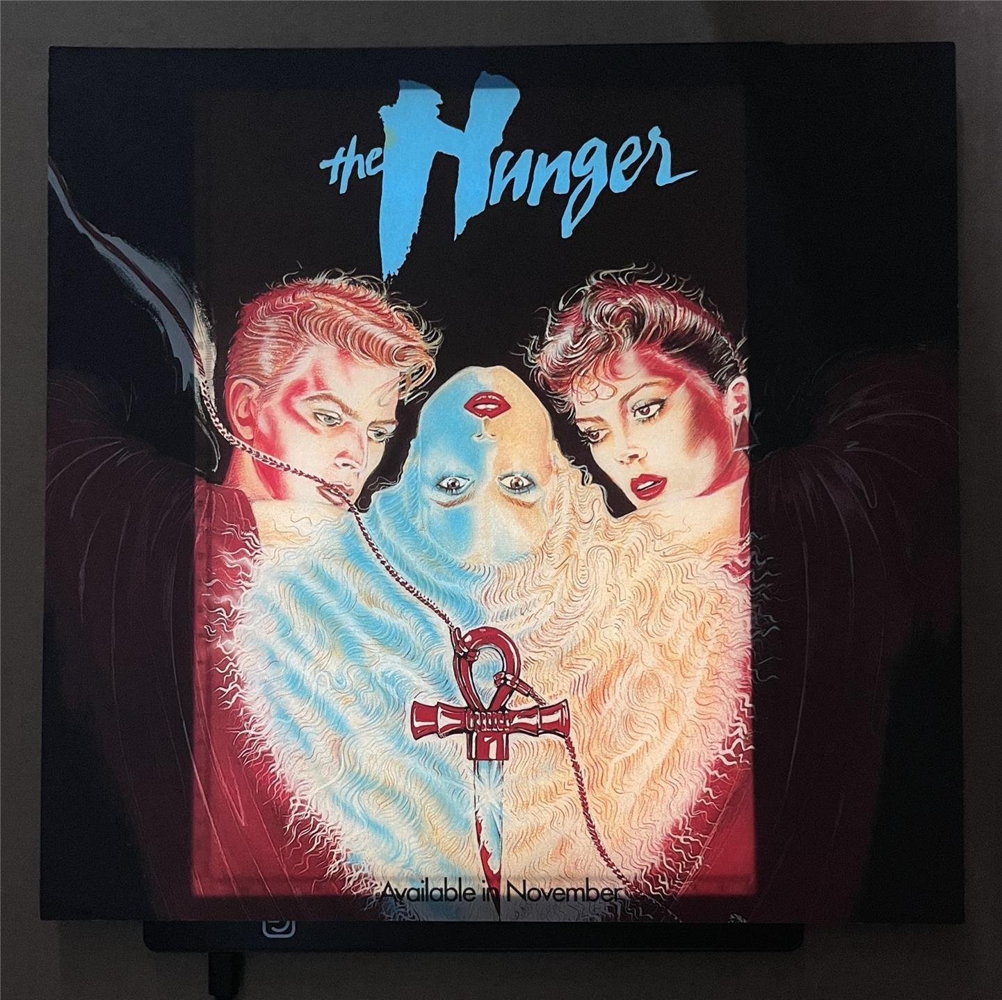 THE HUNGER 1983 Lighted Sign Display Video Store Horror Movie Promo INSERT ONLY