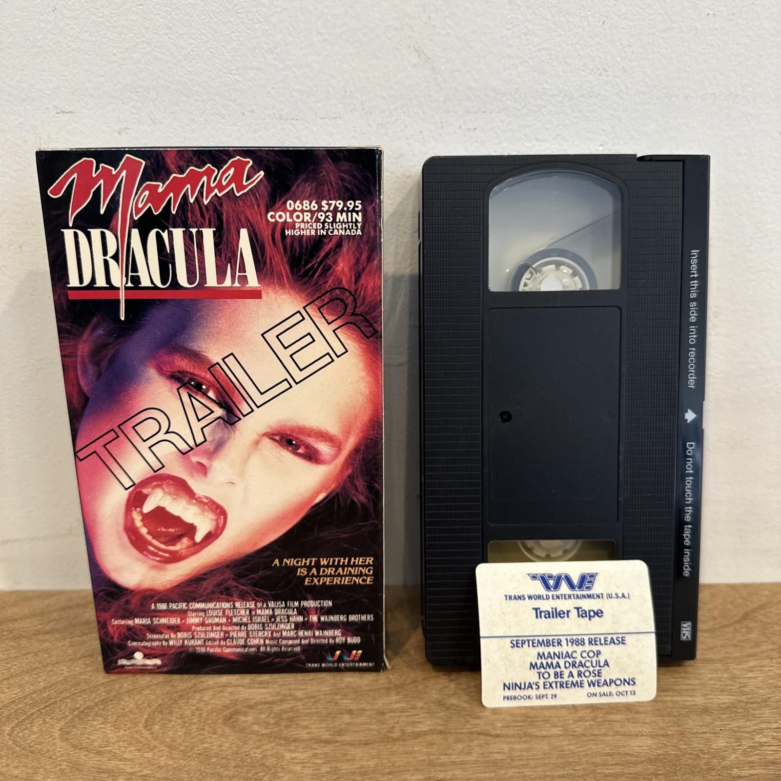 MANIAC COP & MAMA DRACULA (1988) Sealed VHS Trans World Horror VHS Promo Trailer