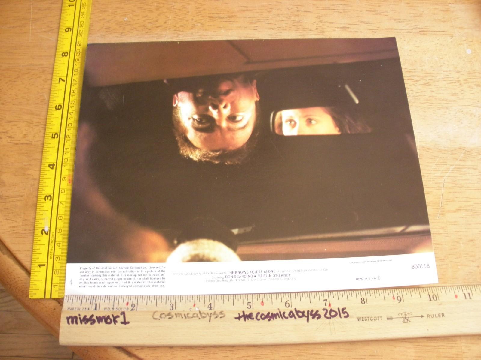 He Knows you're alone 1980 lobby card Caitlyn O'Heaney horror car mirror