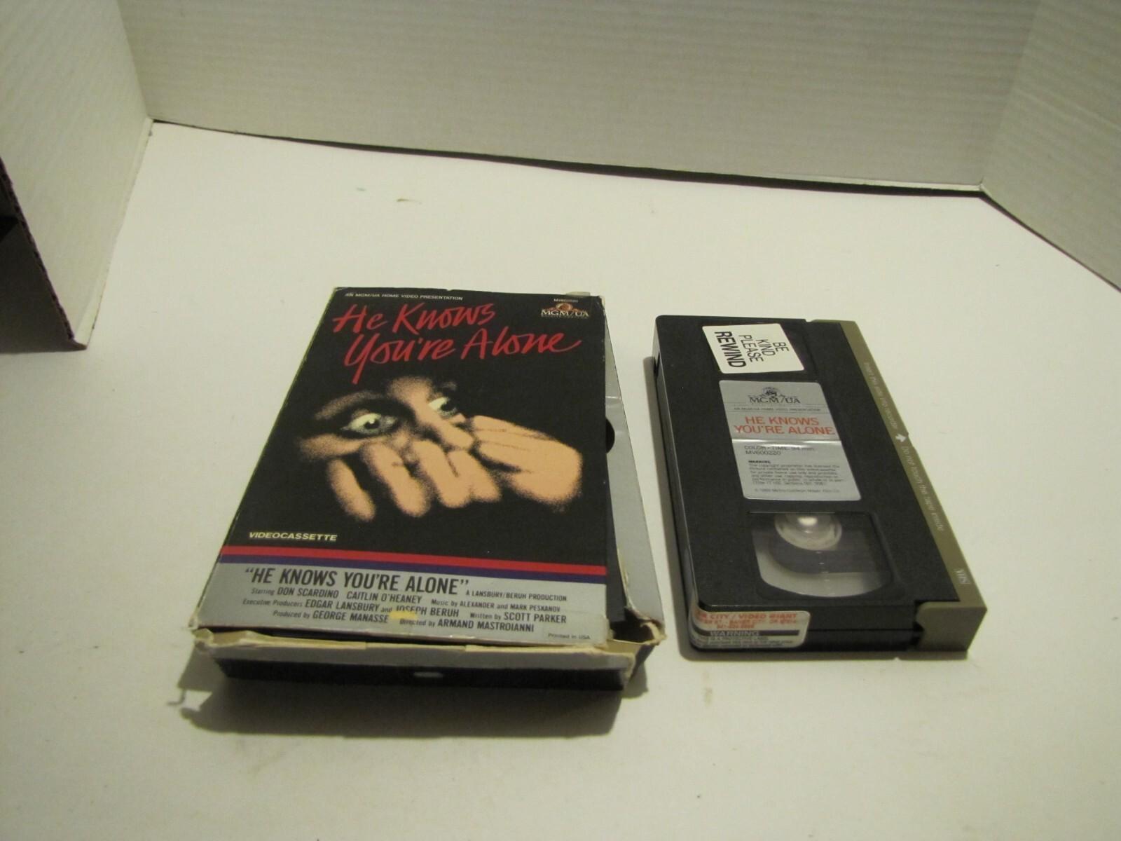 VTG HE KNOWS YOU'RE ALONE VHS ROUGH BIG BOX