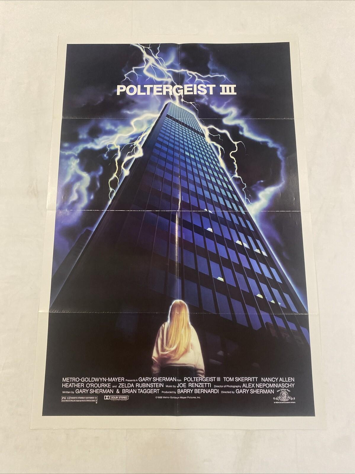 1988 POLTERGEIST III *UNUSED* ORIGINAL 27x41 THEATRICAL MOVIE POSTER HORROR