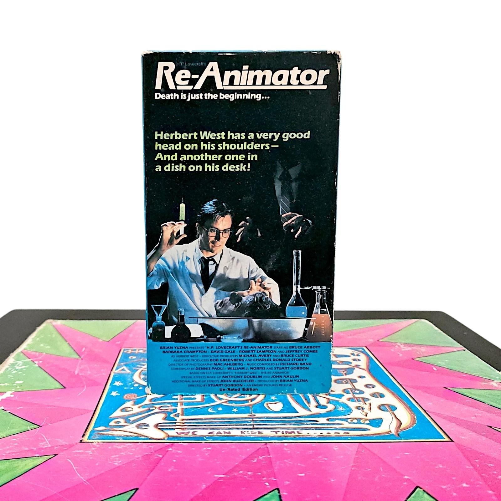 Vintage 1986 Re-Animator Un Rated Edition VHS Horror Movie Vestron Video Tested