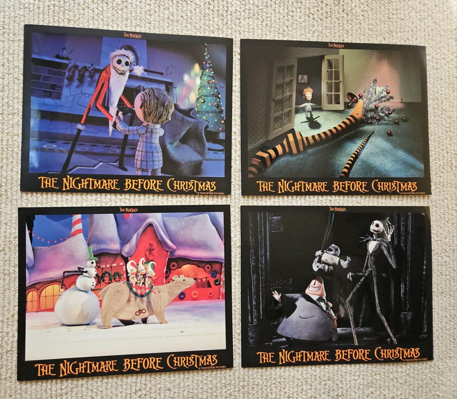  THE NIGHTMARE BEFORE CHRISTMAS 1993  Four Original Style B Lobby Cards Disney