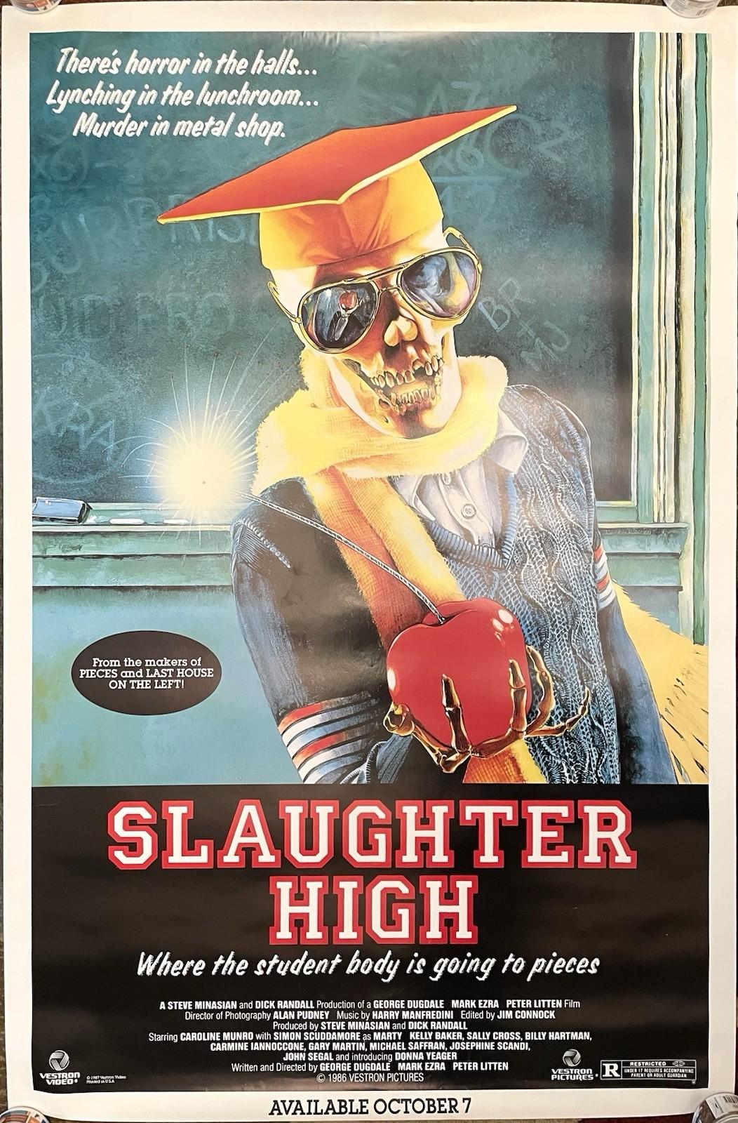 Slaughter High 1986 Original Vestron Video Poster 27x41 NM Rolled Horror Slasher