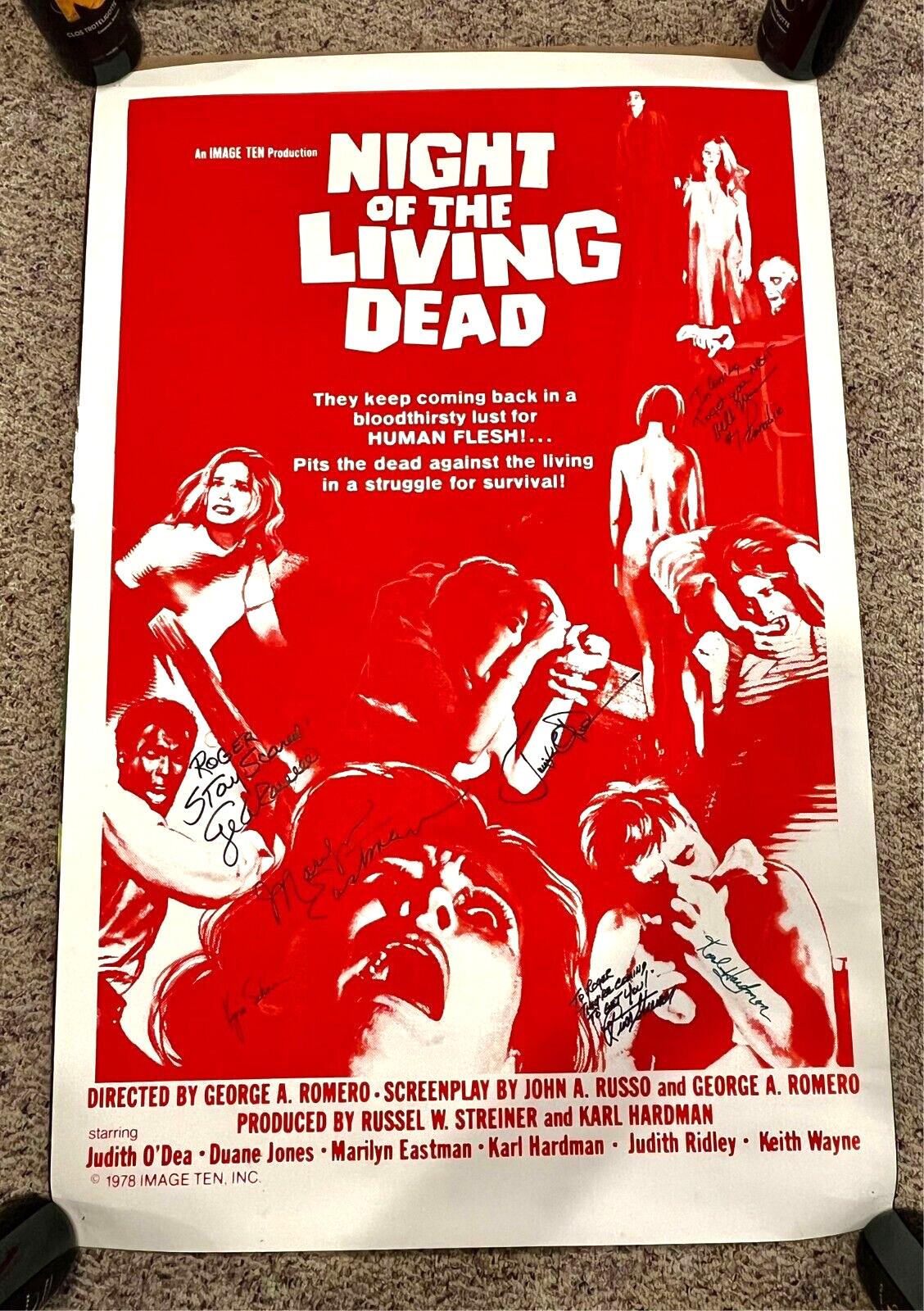Original Night of the living dead 1978 re-release one sheet poster, 7 signatures