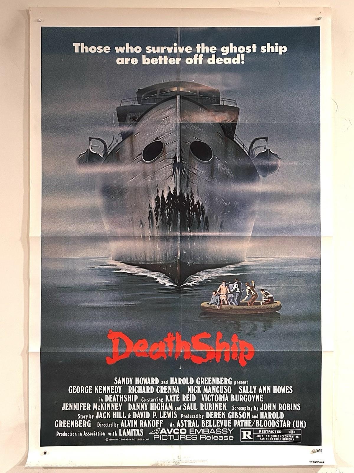 Vtg. DEATH SHIP 1980 Horror George Kennedy Original SS Movie Poster 27x41 EXC