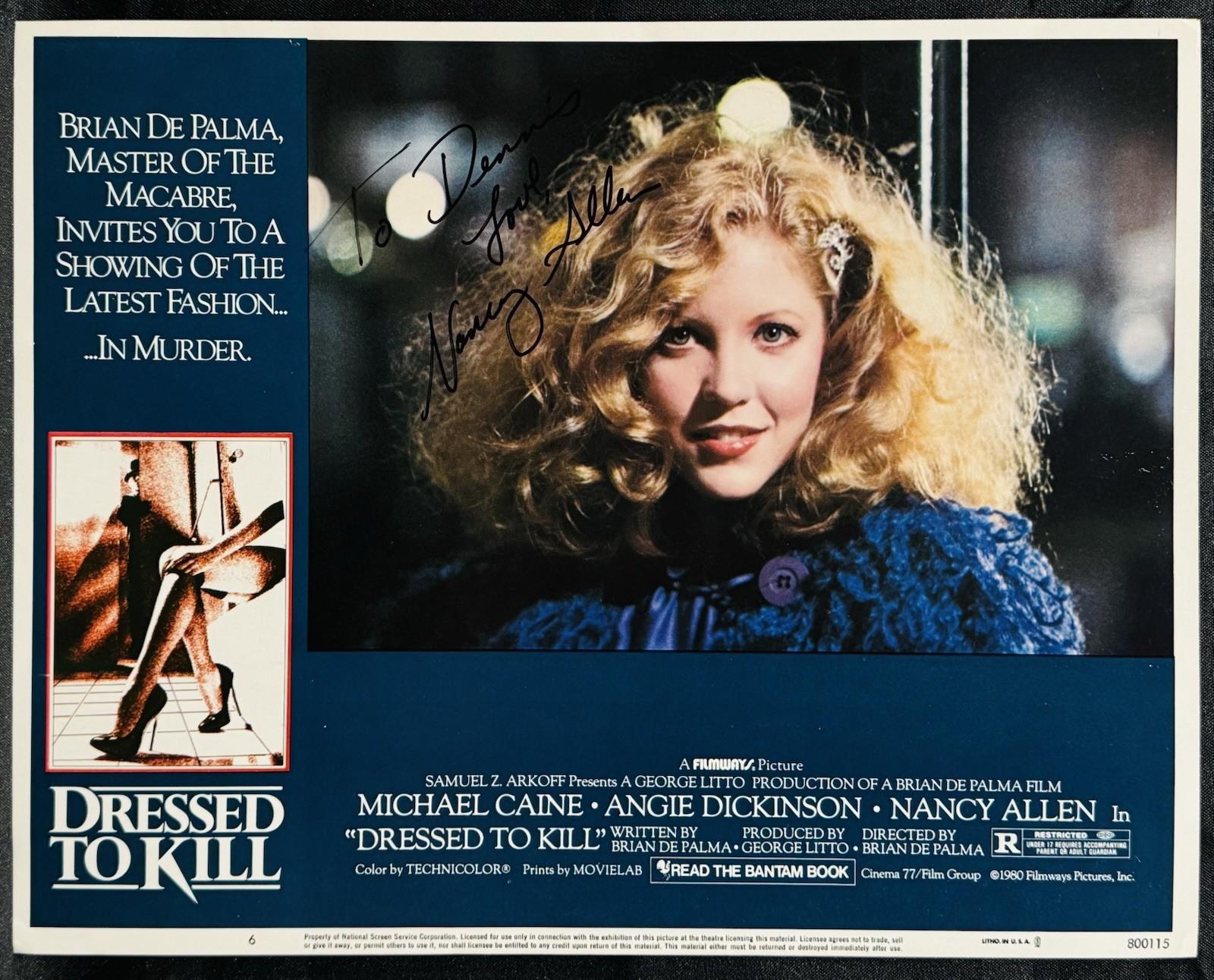 PSA DNA Nancy Allen Signed ✍️ 11x14 Original Lobby Card 1980 Dressed To Kill