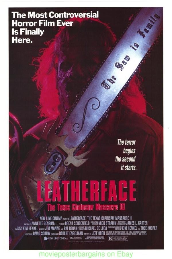 TEXAS CHAINSAW MASSACRE III LEATHERFACE MOVIE POSTER Original 1990 DS 27x40