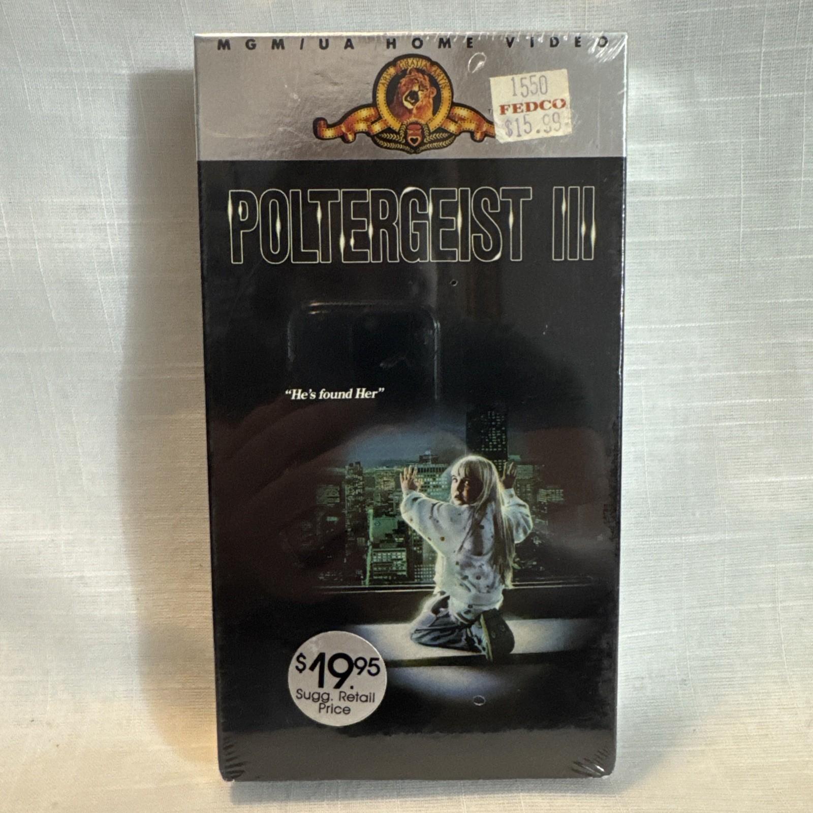 Poltergeist III VHS SEALED MGM Silver Top High Rise Ghost Suspense Horror 1989